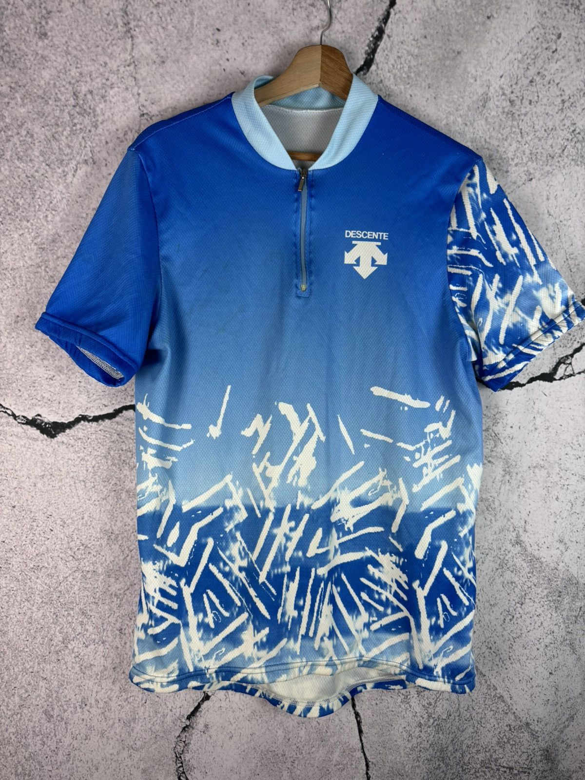 Descente Vintage Descente Blue print Cycling Tee Size US XL / EU 56 / 4 - 1 Thumbnail
