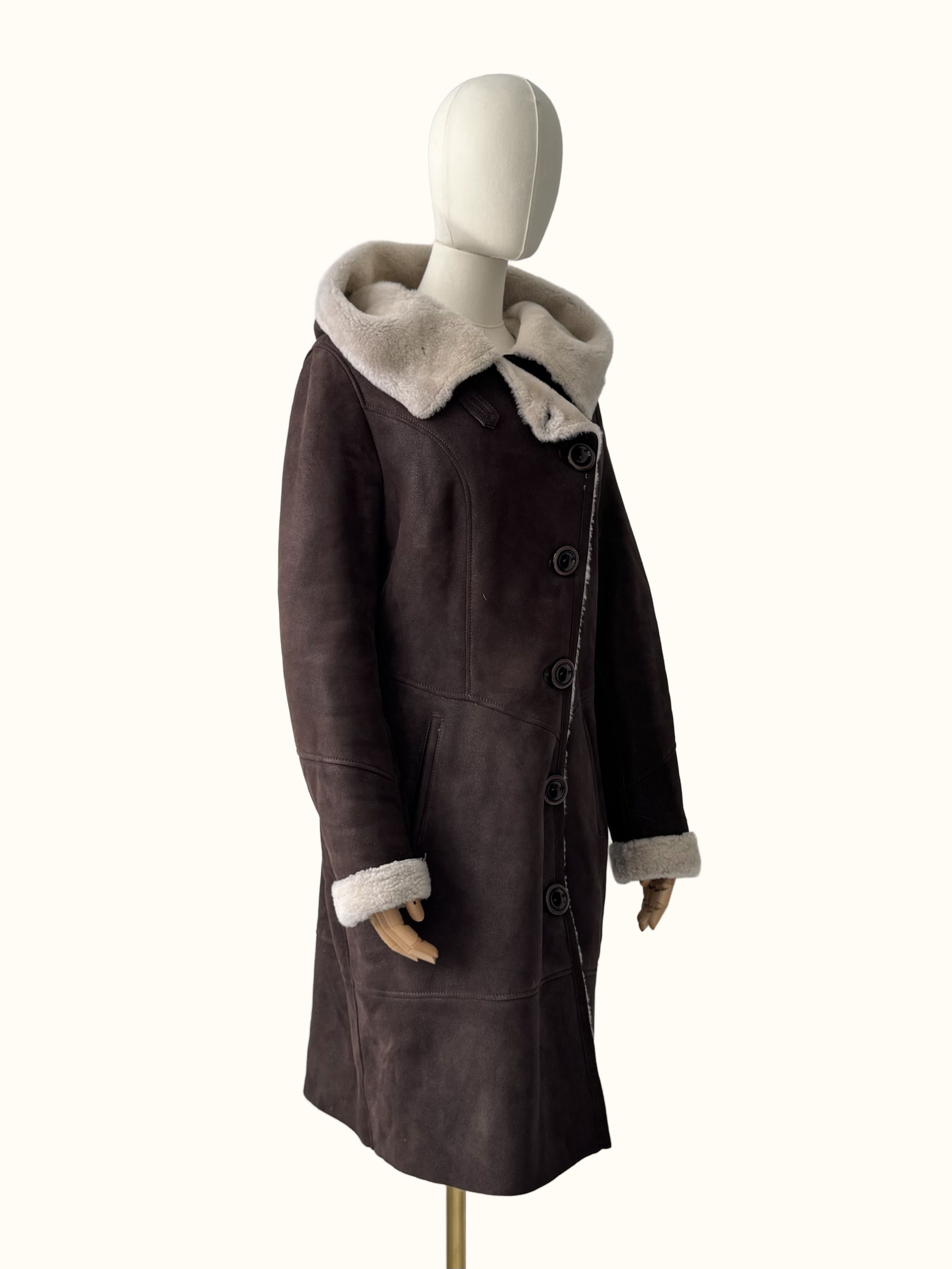 Vintage Vintage Real Sheepskin Hooded Coat(B409)E2D15 Size L / US 10 / IT 46 - 3 Thumbnail