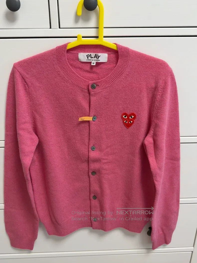 Comme des Garcons Comme Des Garcons Pink Double Heart Women's Woolen Cardiga Size M / US 6-8 / IT 42-44 - 1 Thumbnail