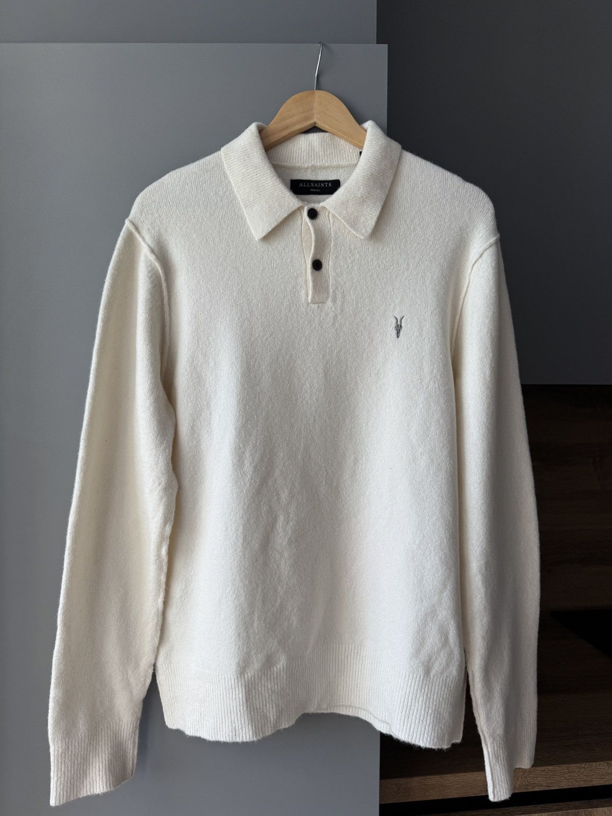 Allsaints ALLSAINTS Ramskull Statten Wool Blend Polo Sweater Size US S / EU 44-46 / 1 - 4 Thumbnail