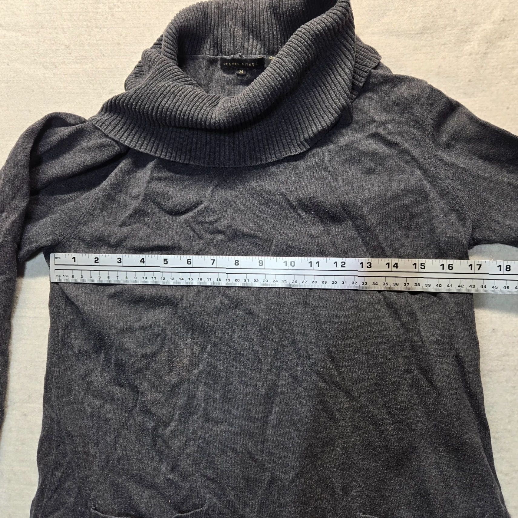 Vintage VINTAGE Jeanne Pierre Cotton Turtleneck Sweater - Gray, Pockets - Women's M - Adult Pullover Size M / US 6-8 / IT 42-44 - 3 Thumbnail