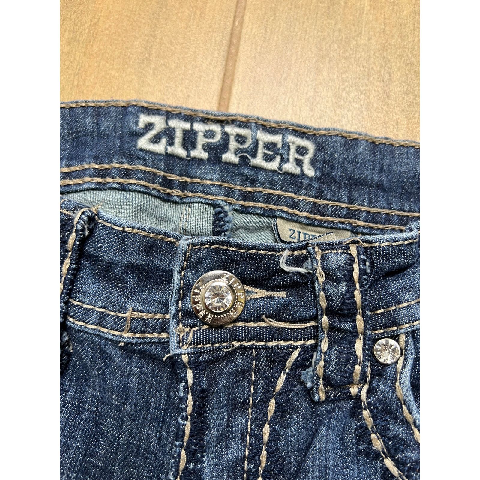 Vintage Zipper Y2K Bootcut Jeans Womens Size 9 Blue Rhinestone 27x30 Size US 27 - 12 Thumbnail