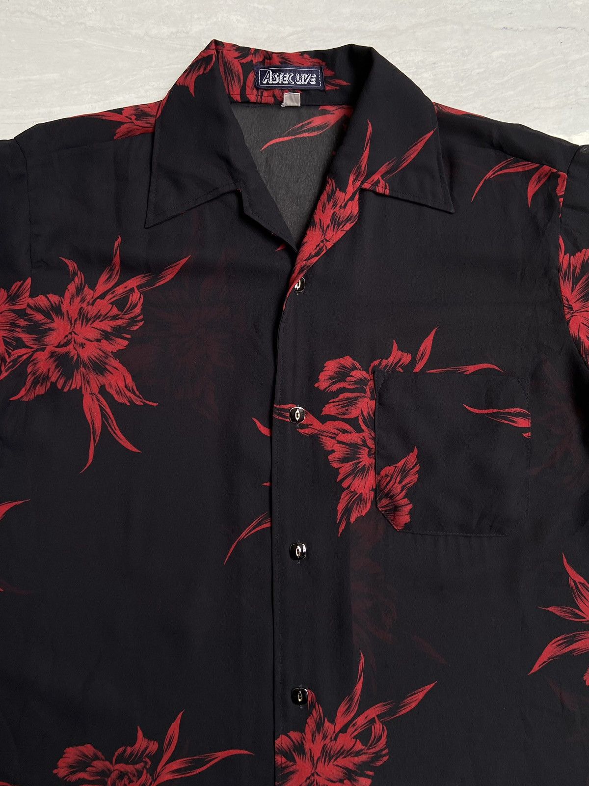 Designer × Japanese Brand ASTEC LIVE Black Flower Motive Shirt Size US S / EU 44-46 / 1 - 8 Thumbnail
