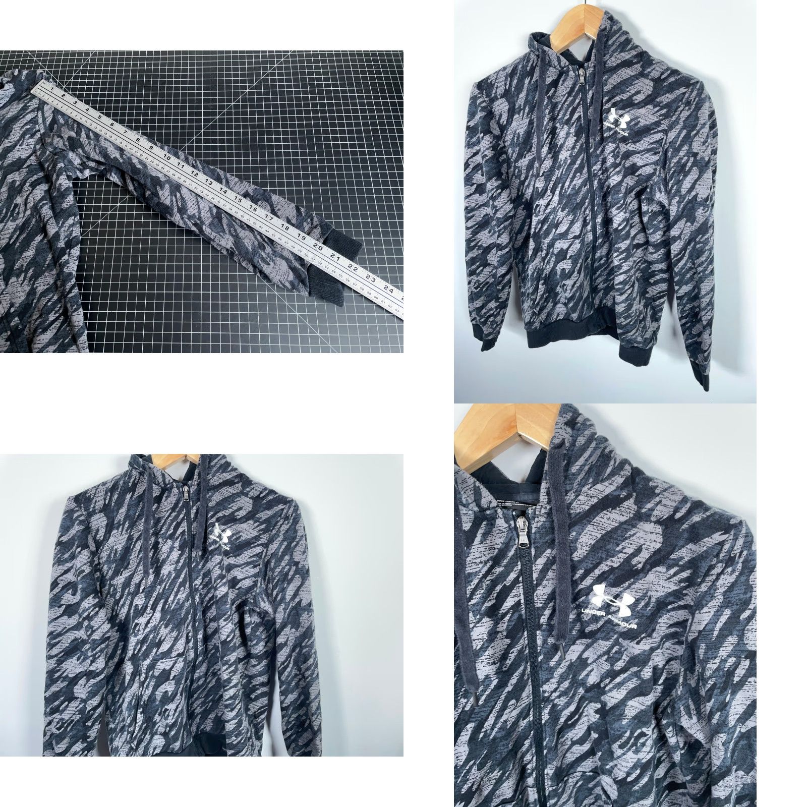 Under Armour Under Armour Camouflage Full Zip Hoodie Mens Medium Gray Cotton-Polyester Fleece Regular Loose Fit Sweatshirt Size US M / EU 48-50 / 2 - 8 Thumbnail