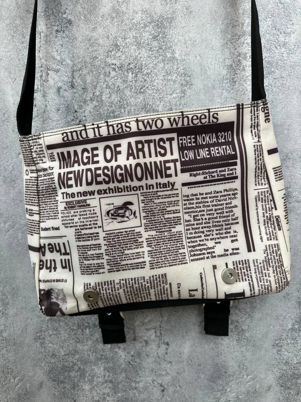 Designer L.Credi Gazette Print Crossbody Bag Newspaper Adjustable Size ONE SIZE - 3 Thumbnail