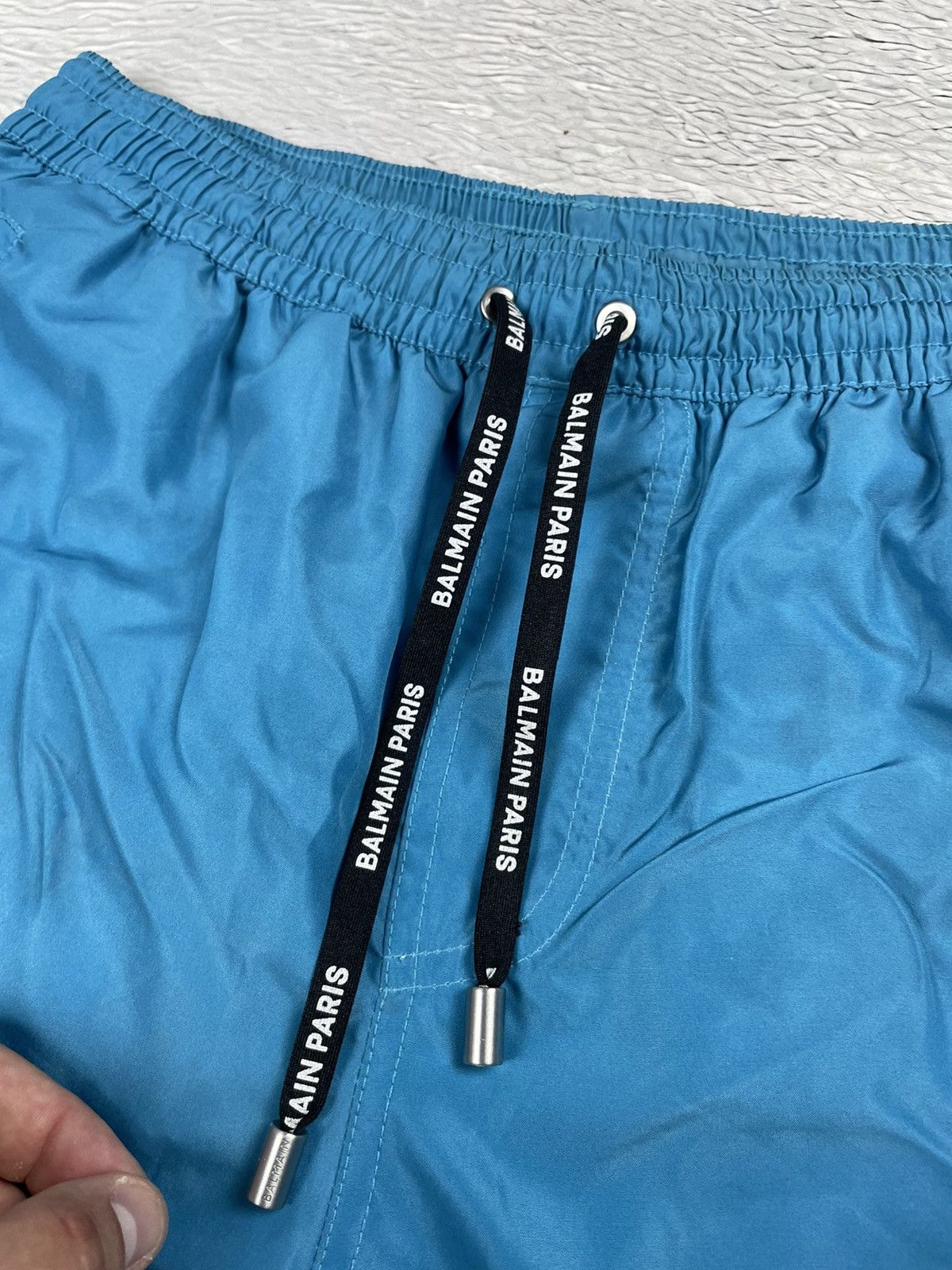 Balmain Balmain blue basic logo print swim shorts trunks Small Size US 31 - 2 Thumbnail
