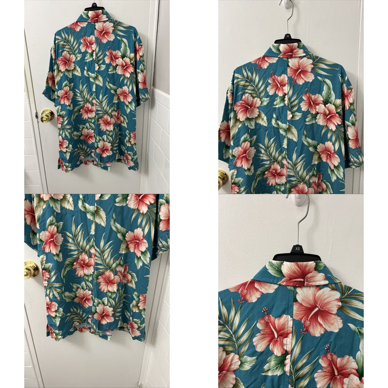 Vivobarefoot VINTAGE Go Barefoot Hawaiian Shirt Men 3XL Blue Floral Print Button Down Short Sleeve Casual Nant Size US XXL / EU 58 / 5 - 8 Thumbnail