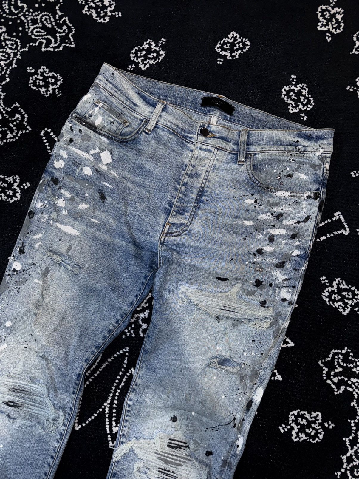 Amiri AMIRI MX1 PAINTED BLUE JEANS Size US 34 / EU 50 - 7 Thumbnail