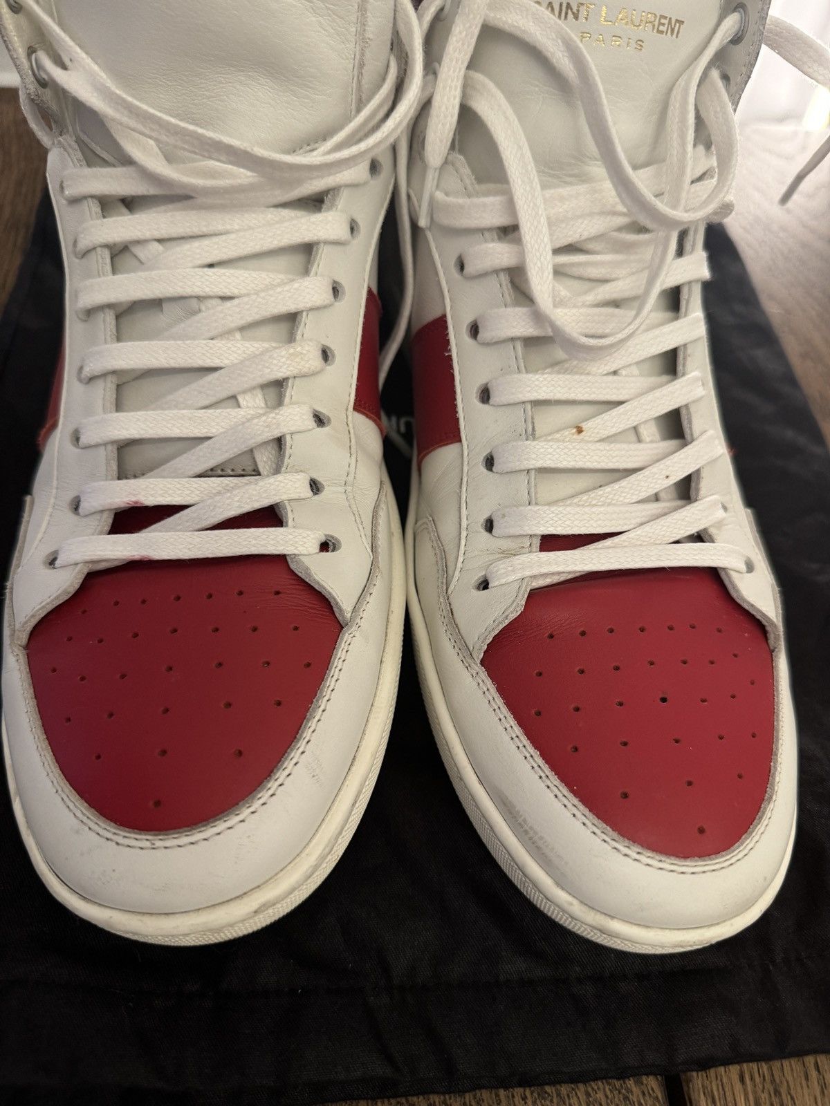 Yves Saint Laurent YSL Court Classic SL (White/Red) US 10 Size US 10 / EU 43 - 2 Thumbnail