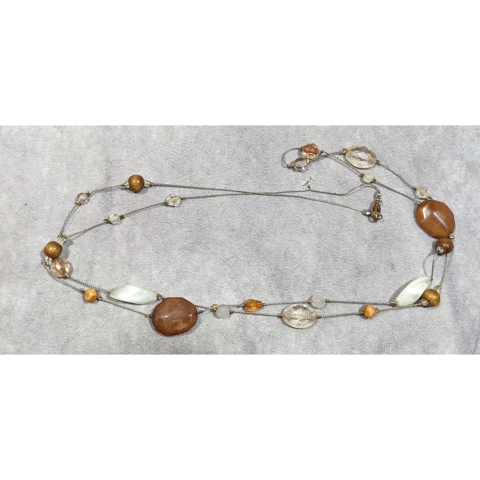Other Retro Bohemian Brown And Clear Station Necklace Size ONE SIZE - 8 Thumbnail