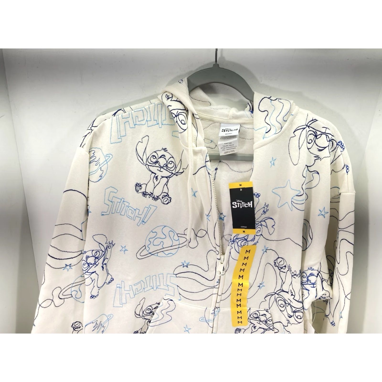 Disney Disney Stitch Hoodie Sweatshirt Women M Ivory Full Zip AOP Embroidered NWT Size M / US 6-8 / IT 42-44 - 2 Thumbnail