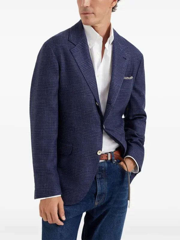Brunello Cucinelli o1y0526 Single-breasted Blazer in Blue Size US XXL / EU 58 / 5 - 3 Thumbnail