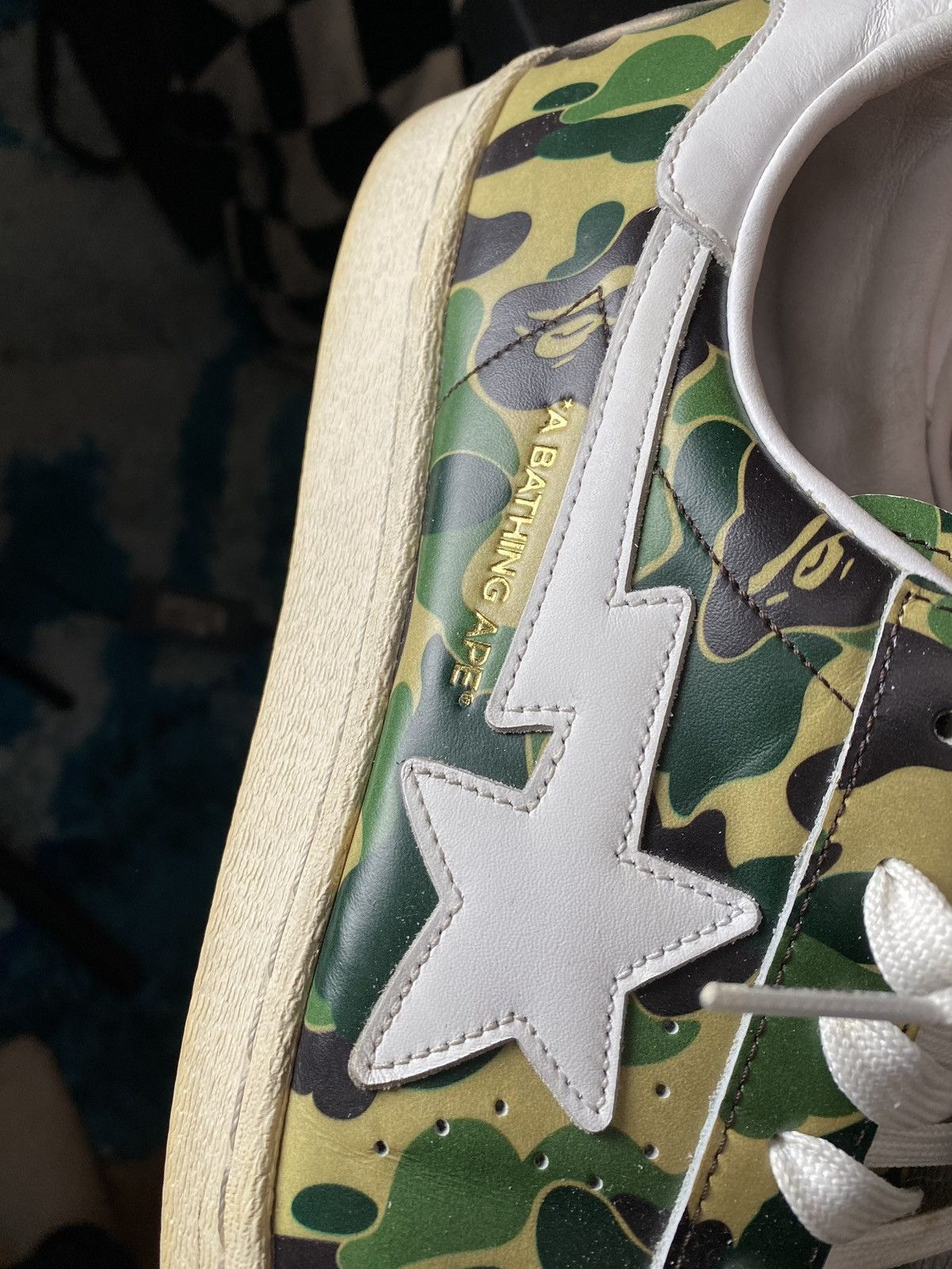 Adidas × Bape × Undefeated SUPERSTAR BAPE UNDFTD SHELL TOE CREAM/ GREEN CAMO ABC Size US 10.5 / EU 43-44 - 5 Thumbnail