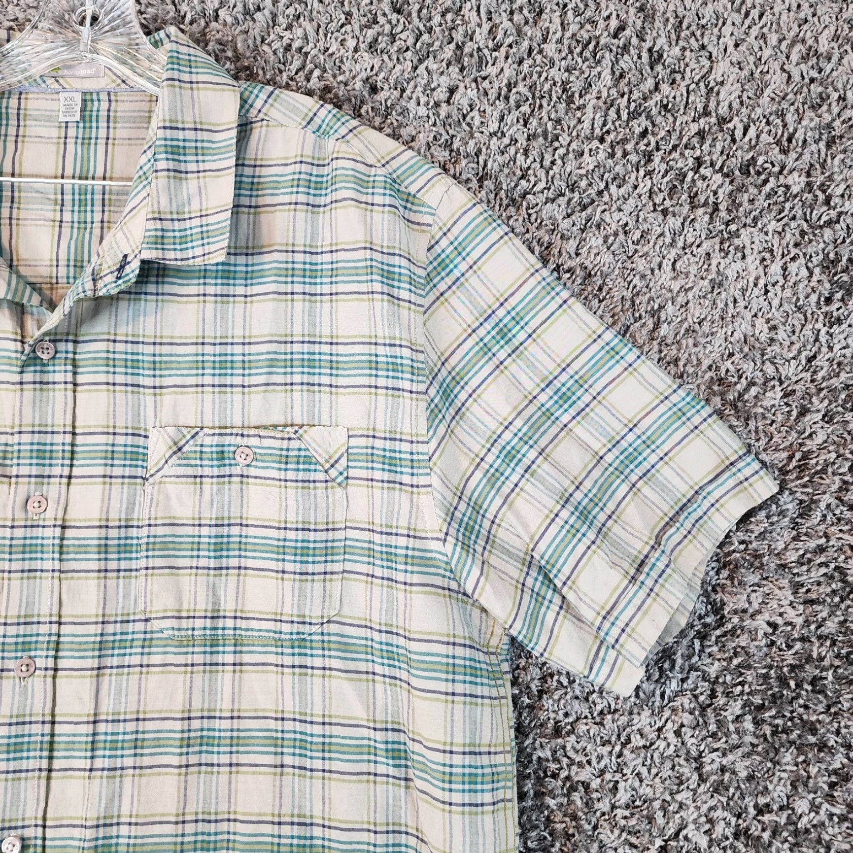 Vintage HORNY TOAD Men's Green Plaid Short Sleeve Button-Up 2XL Size US 39 - 3 Thumbnail