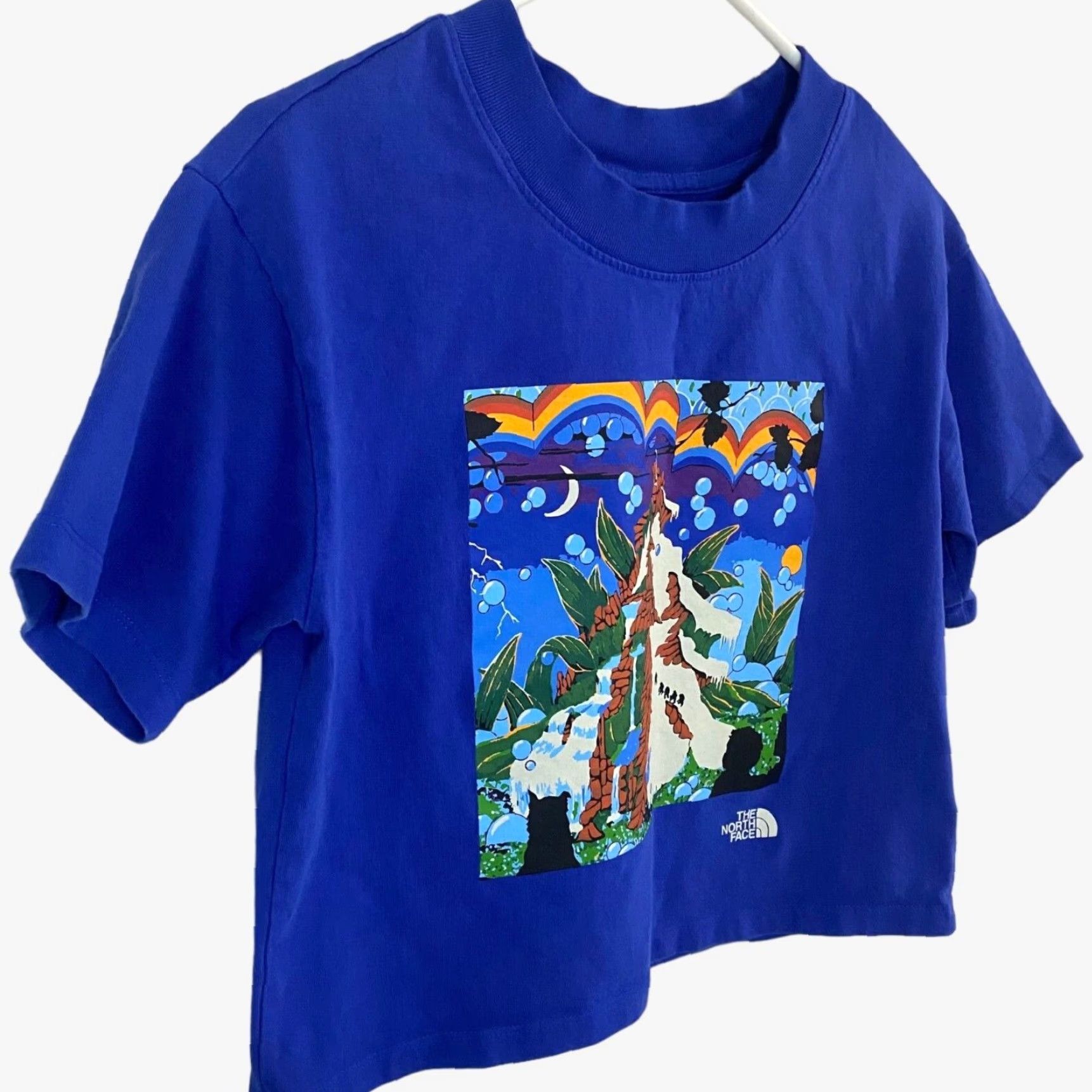 The North Face The North Face Cropped Mountain T-Shirt Womens Small Blue Graphic Casual Tee Size S / US 4 / IT 40 - 4 Thumbnail