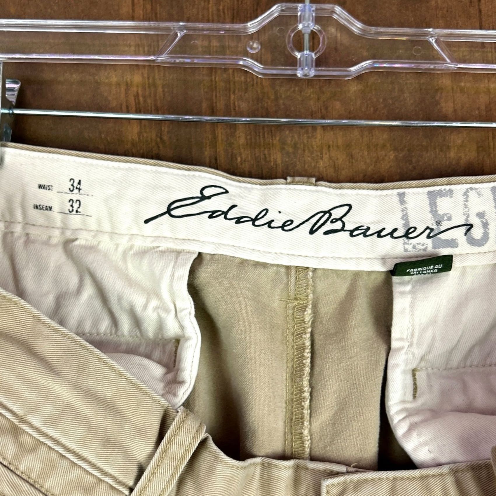 Eddie Bauer Eddie Bauer Mens Pants Tan Legend Wash Khakis 100% Cotton 34x32 34x30.5 Regular Rise Mid Inseam 30 Size US 34 / EU 50 - 4 Thumbnail