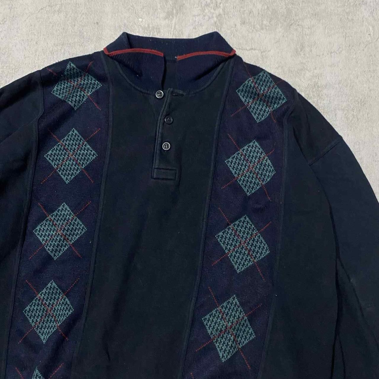 Other Navy blue vintage 90s argyle sweatshirt with red accents Size US L / EU 52-54 / 3 - 2 Thumbnail
