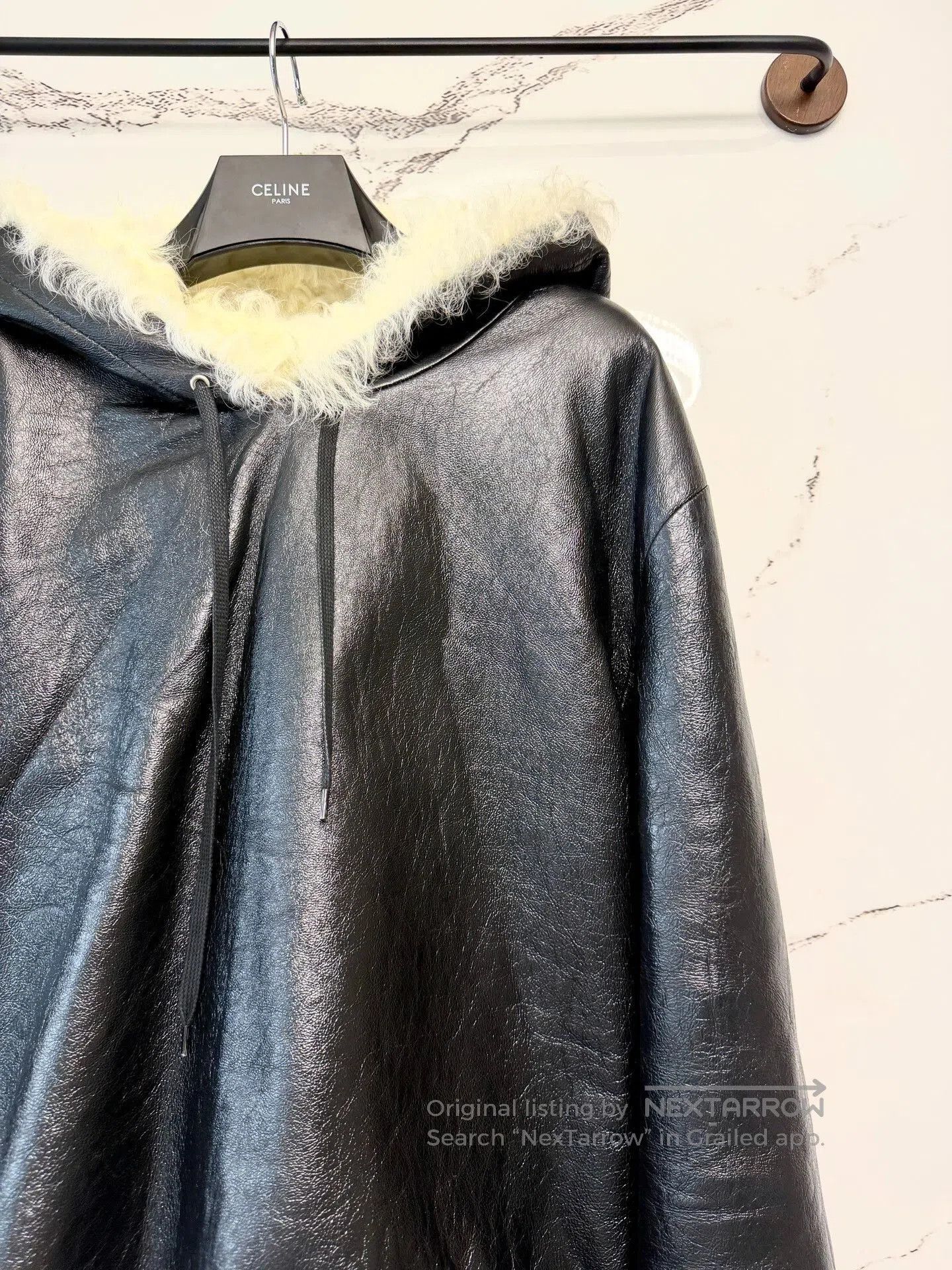 Saint Laurent Paris Saint Laurent Black Leather Hooded Sweatshirt. Size US S / EU 44-46 / 1 - 2 Thumbnail