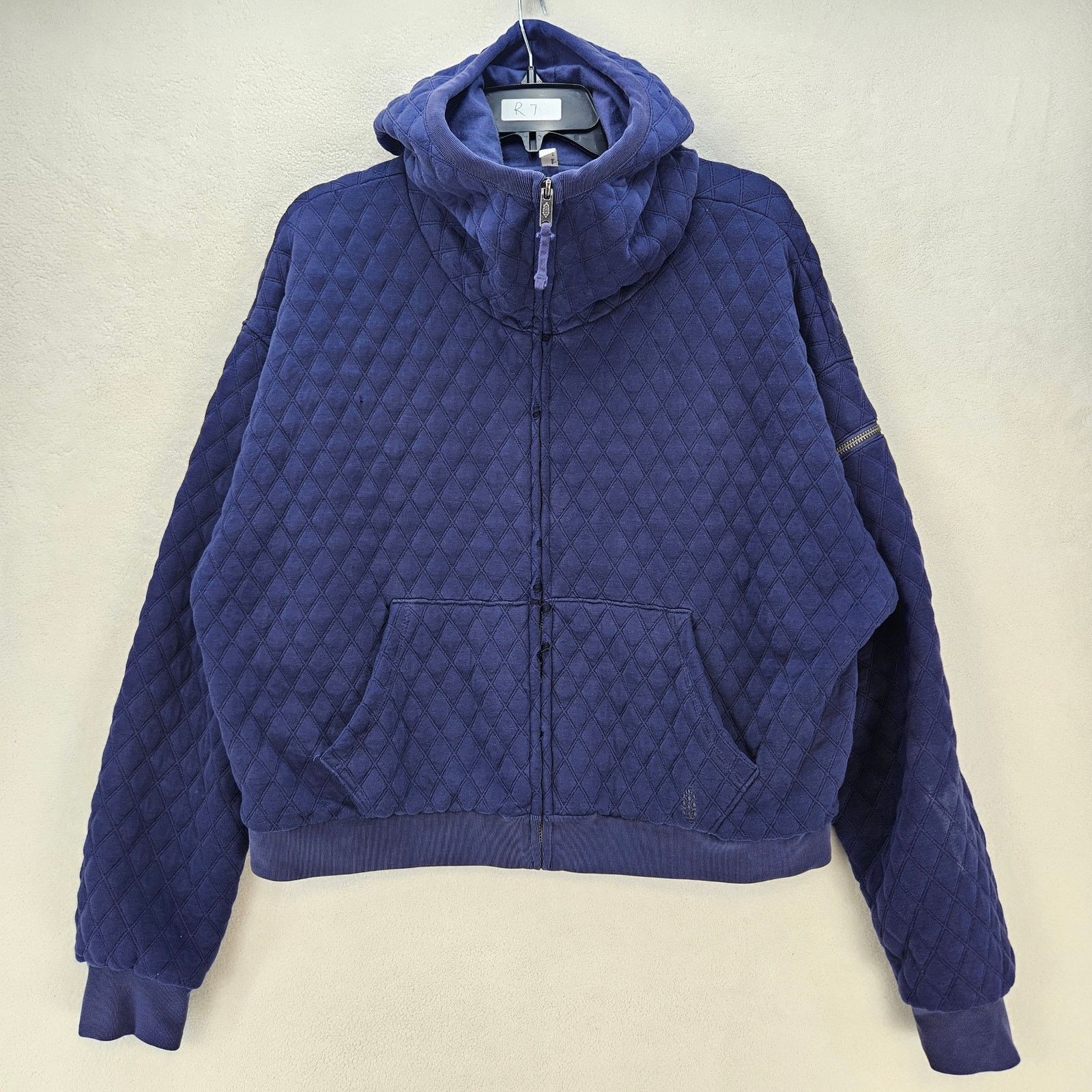 Free People FREE PEOPLE WOMEN'S LARGE PURPLE BLUE DISTRESSED FULL ZIP Size L / US 10 / IT 46 - 1 Thumbnail