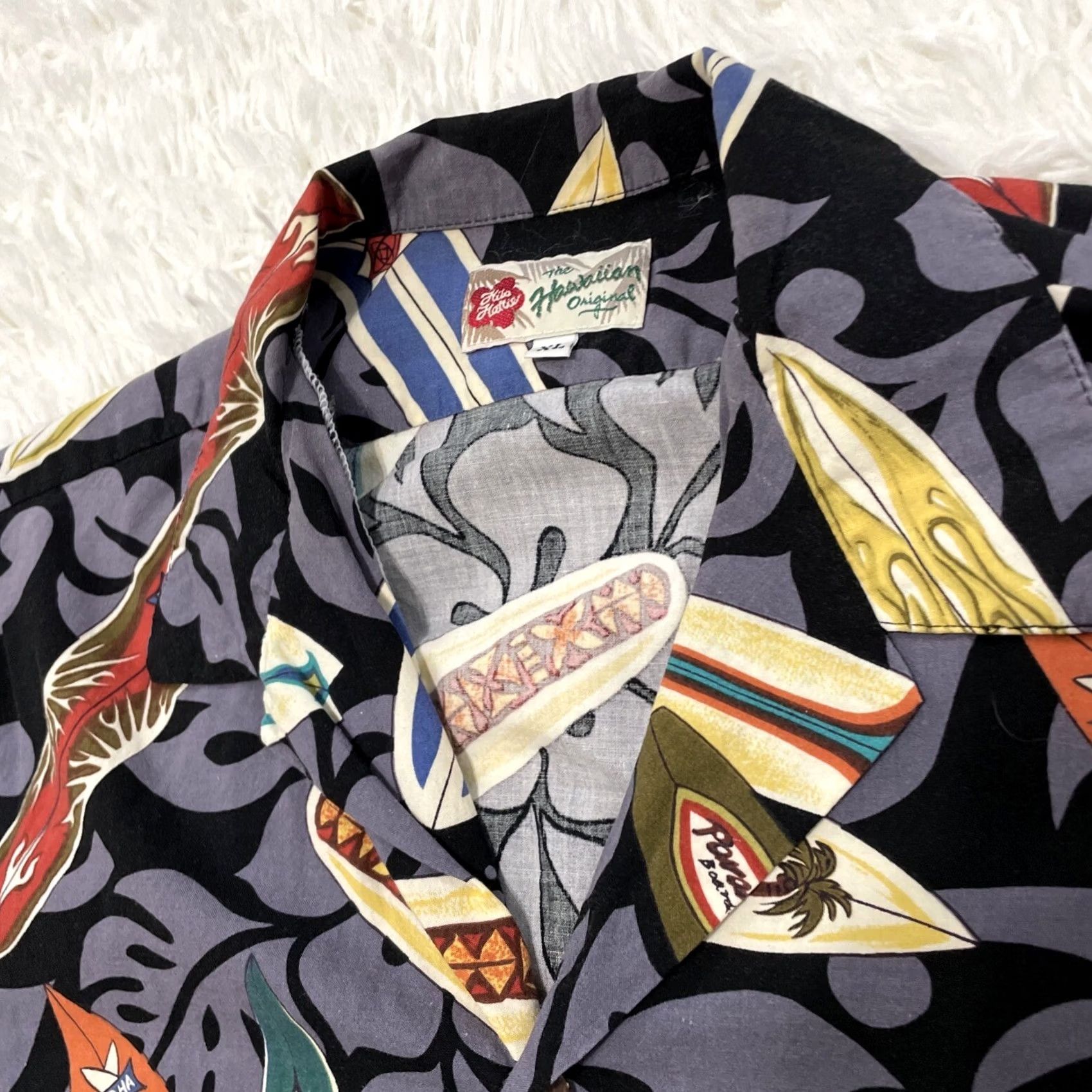 Hilo Hattie VINTAGE Hilo Hattie Hawaiian Shirt Men XL Surf Longboard Graphic Print Aloha Skater Black Short Sleeve Button-Up Collared Shirt Mens Size US XL / EU 56 / 4 - 4 Thumbnail