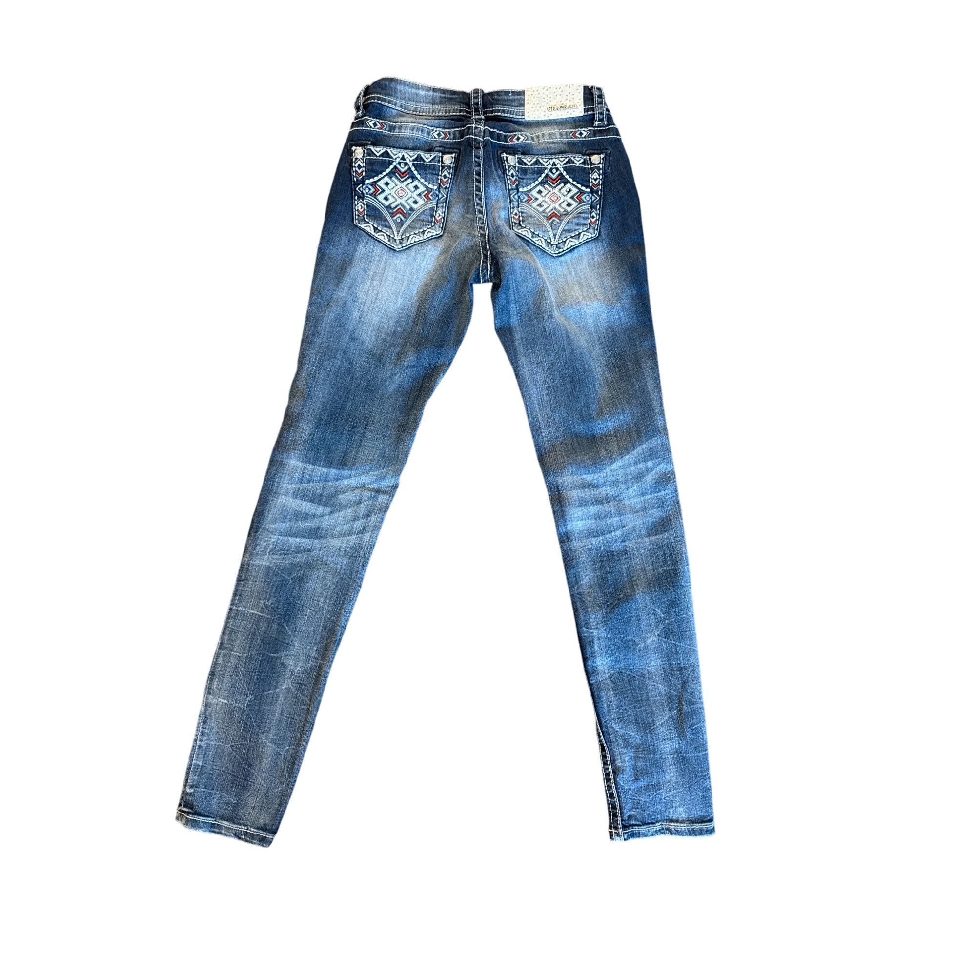 Designer Grace Jeans Womens Skinny Fit Embroidered Denim Size 25 Size 25" / US 0 / IT 36 - 3 Thumbnail