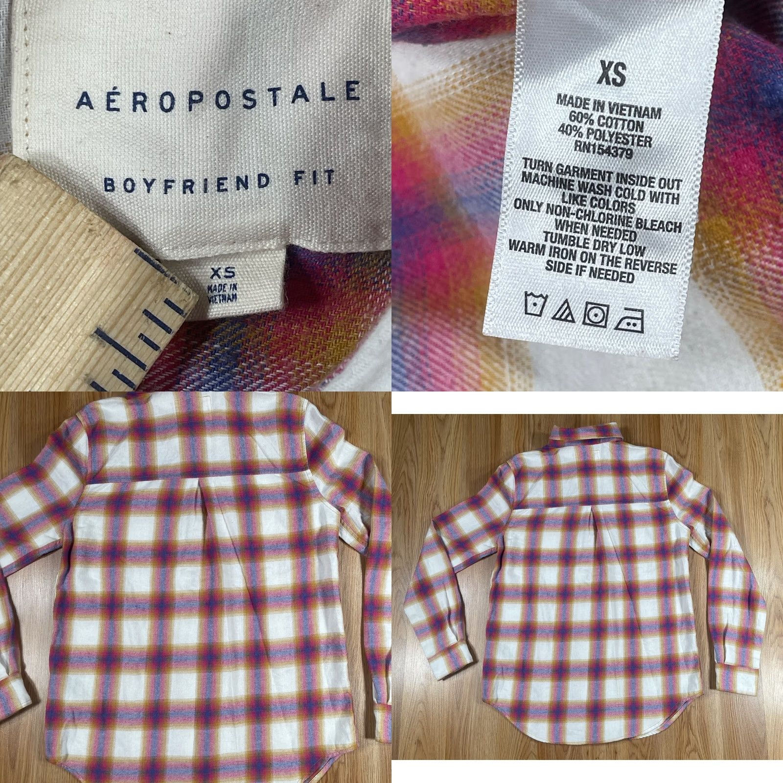 Vintage Aéropostale Shirt Womens XS Plaid Flannel Button-Up Long Sleeve Boyfriend Fit Size XS / US 0-2 / IT 36-38 - 8 Thumbnail