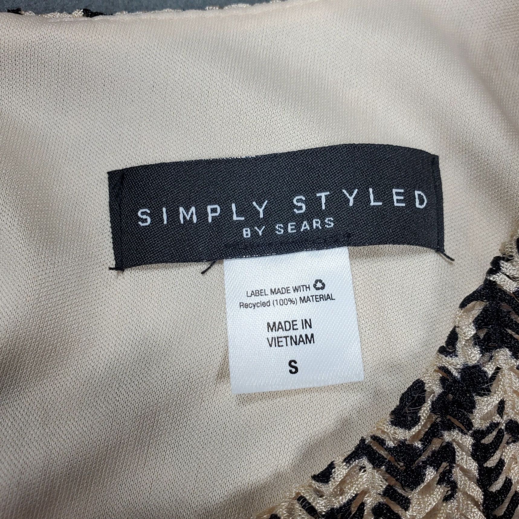 Sears Simply Styled By Sears Dress Womens Small Cold Shoulder Sleeve Beige Black Dots Shirt? Size S / US 4 / IT 40 - 6 Thumbnail