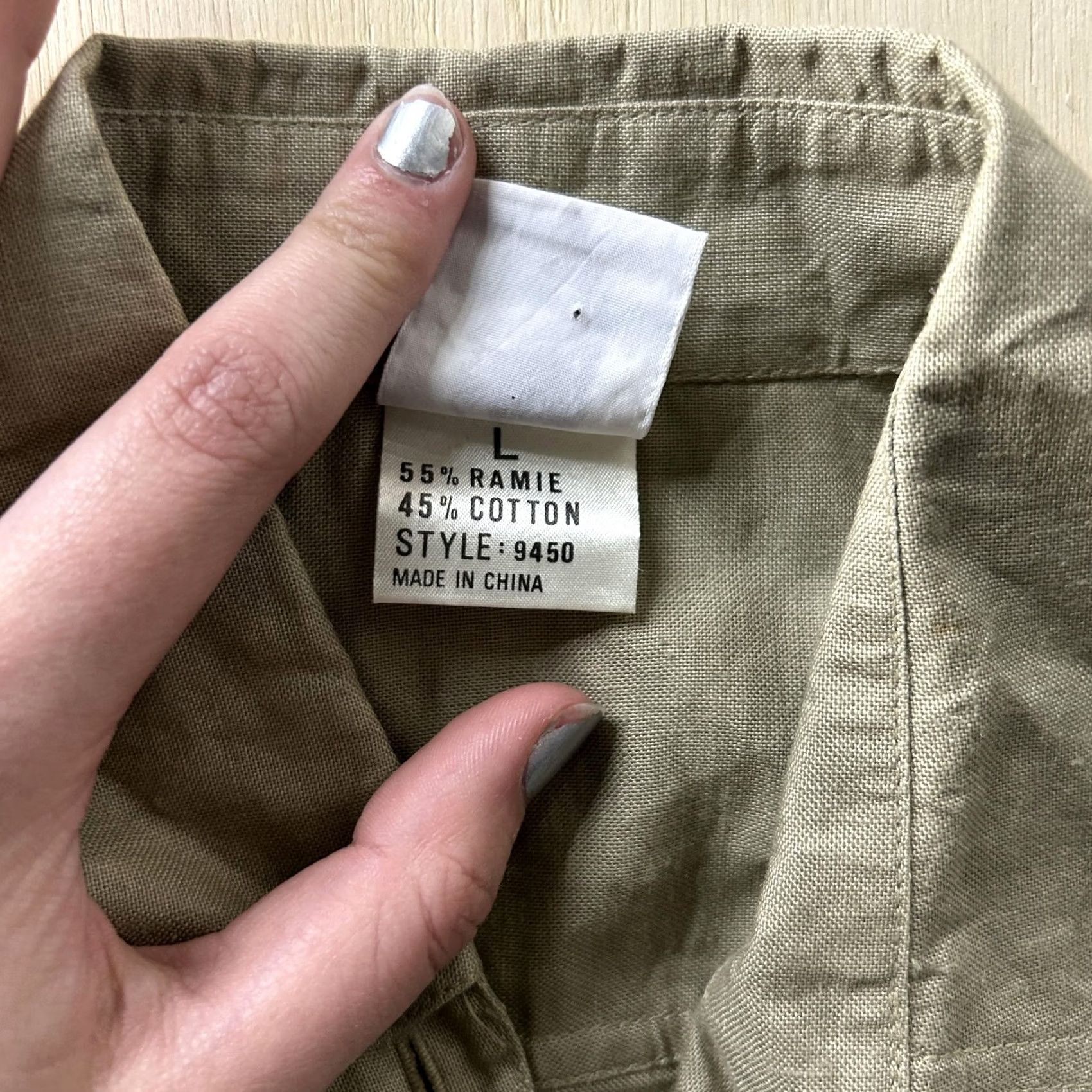 Anne Klein VINTAGE Anne Klein Button-Up Shirt Womens Large Beige Ramie Cotton Short Sleeve Size L / US 10 / IT 46 - 3 Thumbnail