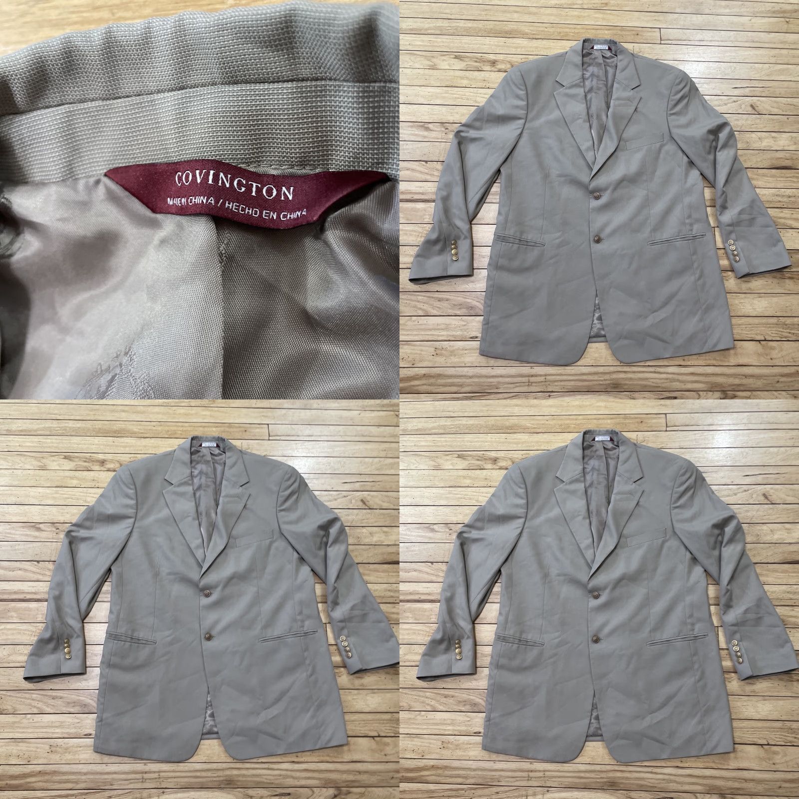 Vintage VINTAGE Covington Blazer Jacket Men 42 Tan Beige 2-Button Modern Coat Sport 42 R Size 42R - 10 Thumbnail