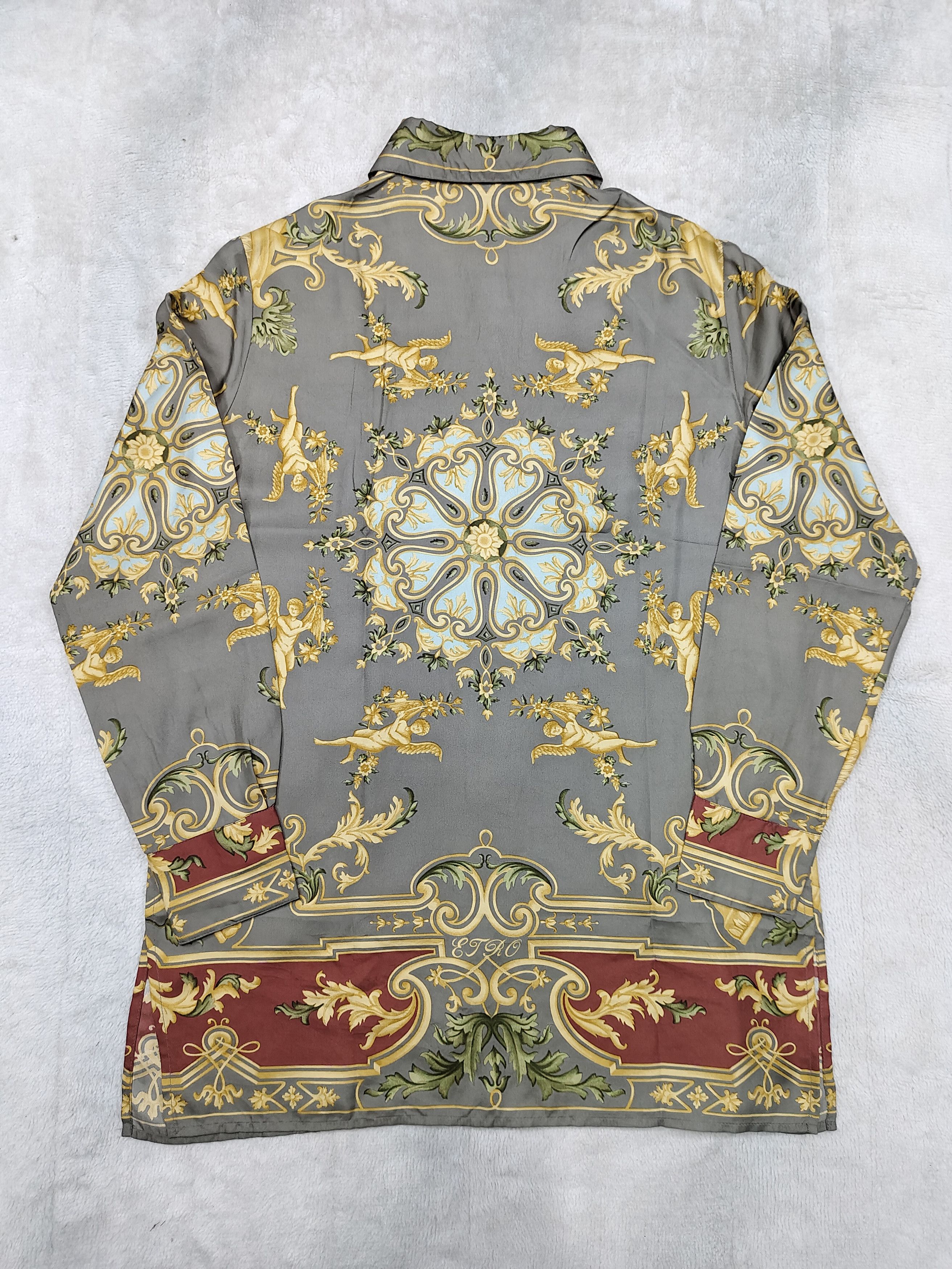 Etro 2000s ETRO- Renaissance Baroque Cherub Silk Shirt Size M / US 6-8 / IT 42-44 - 9 Thumbnail