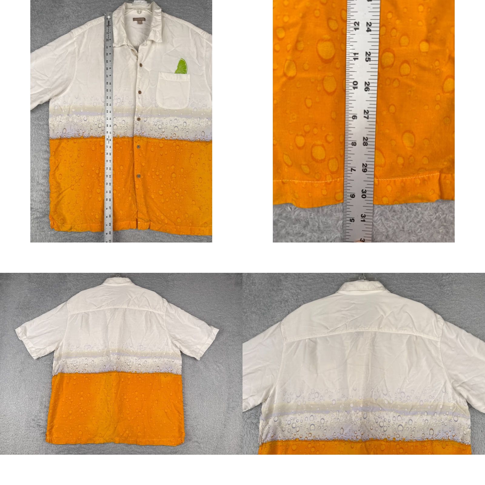 George VINTAGE George Shirt Mens XL Orange White Beer Lime Bubbly Hawaiian Cerveza Size US XL / EU 56 / 4 - 9 Thumbnail