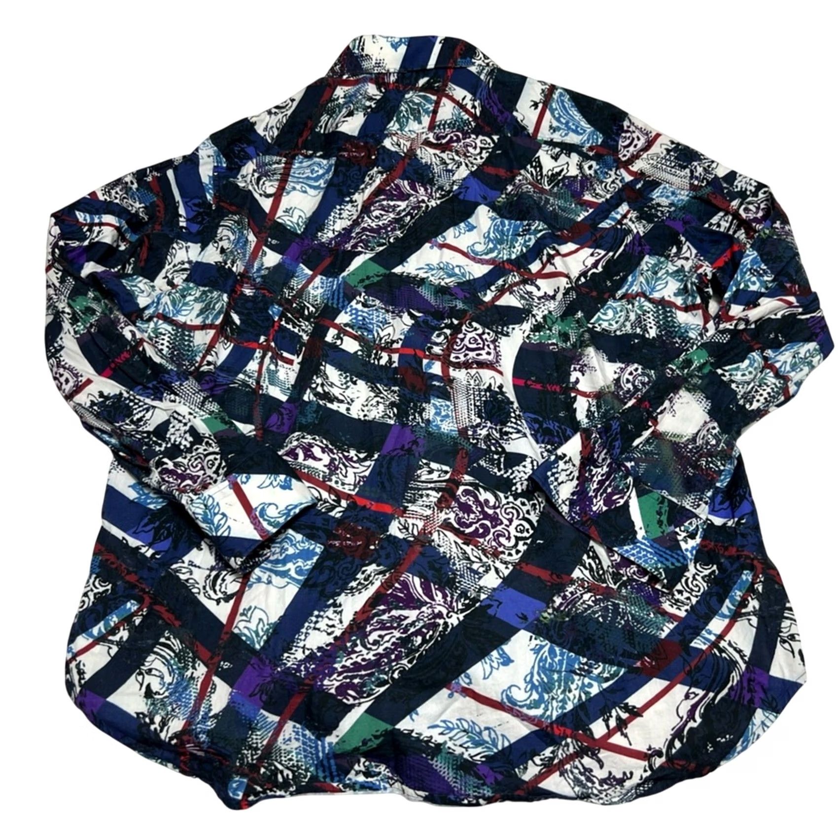 Robert Graham Robert Graham L/S Button Up Shirt Mens 2XL Blue Black Floral Print Regular Sleeve Long Cotton? Size US XXL / EU 58 / 5 - 2 Thumbnail