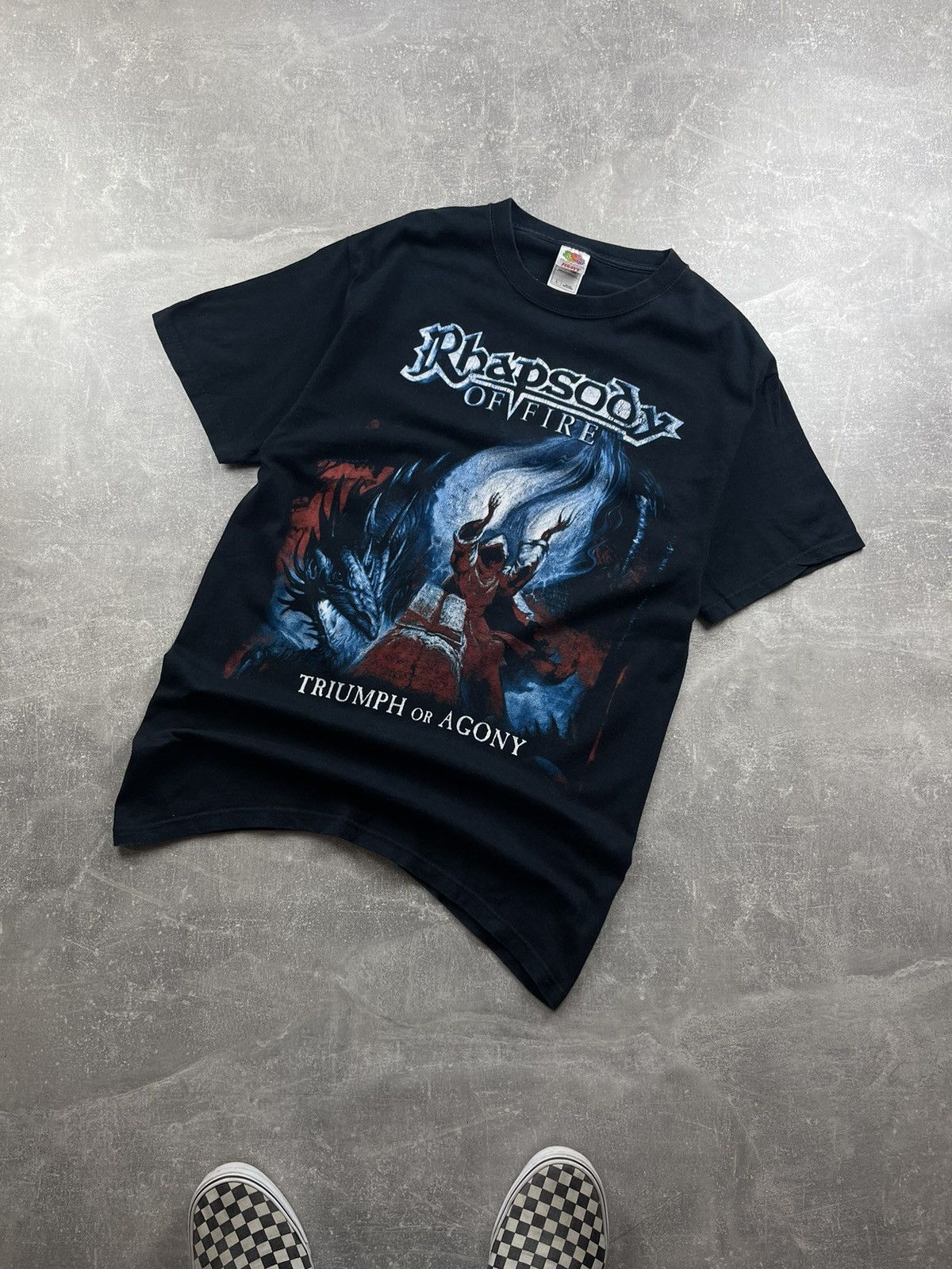 Band Tees × Vintage Rhapsody Of Fire Triumph Or Agony Vintage Black Rock T-Shirt Size US L / EU 52-54 / 3 - 1 Thumbnail