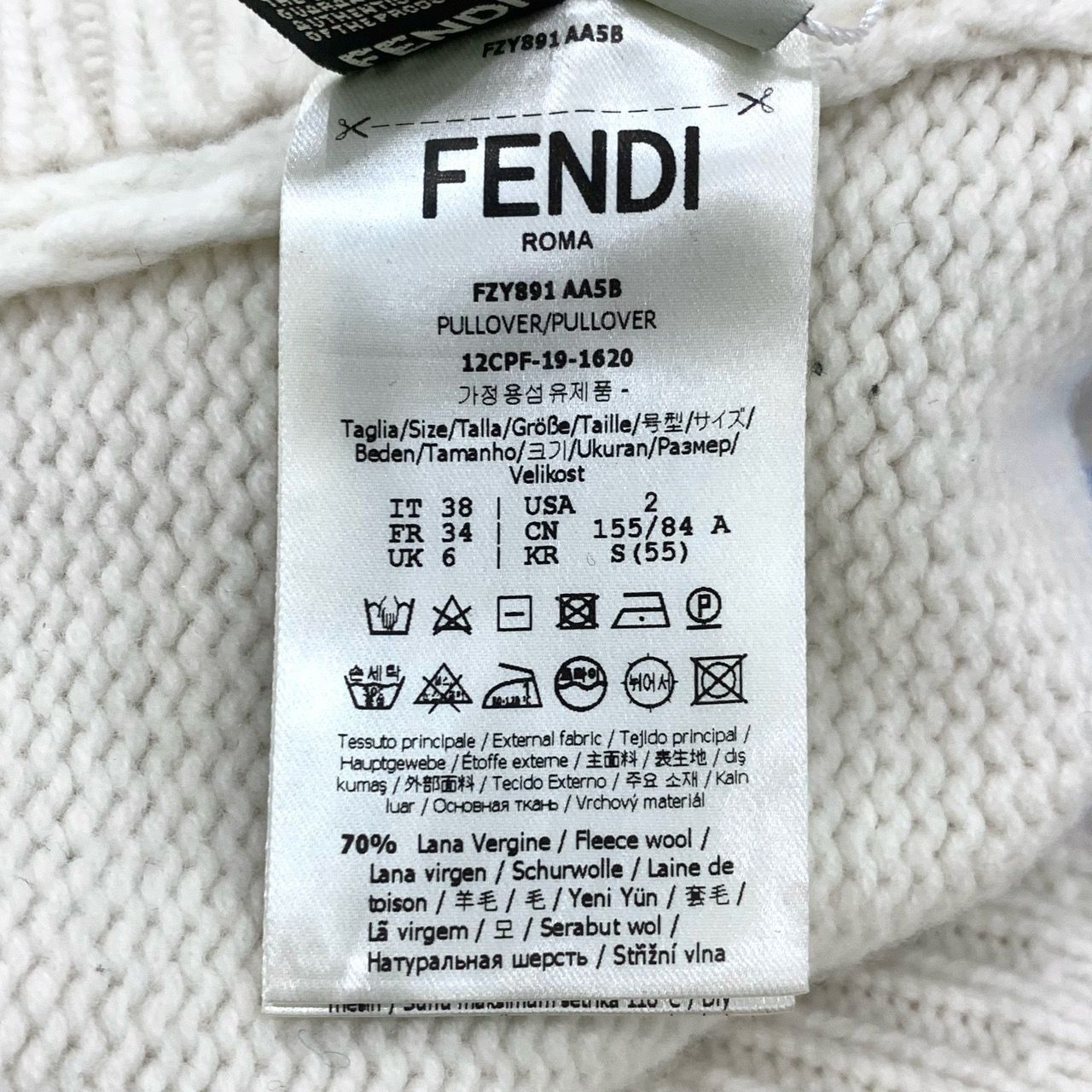 Fendi Fendi Womens White Knit Turtleneck Sweater With Black FF Log Size S / US 4 / IT 40 - 6 Thumbnail