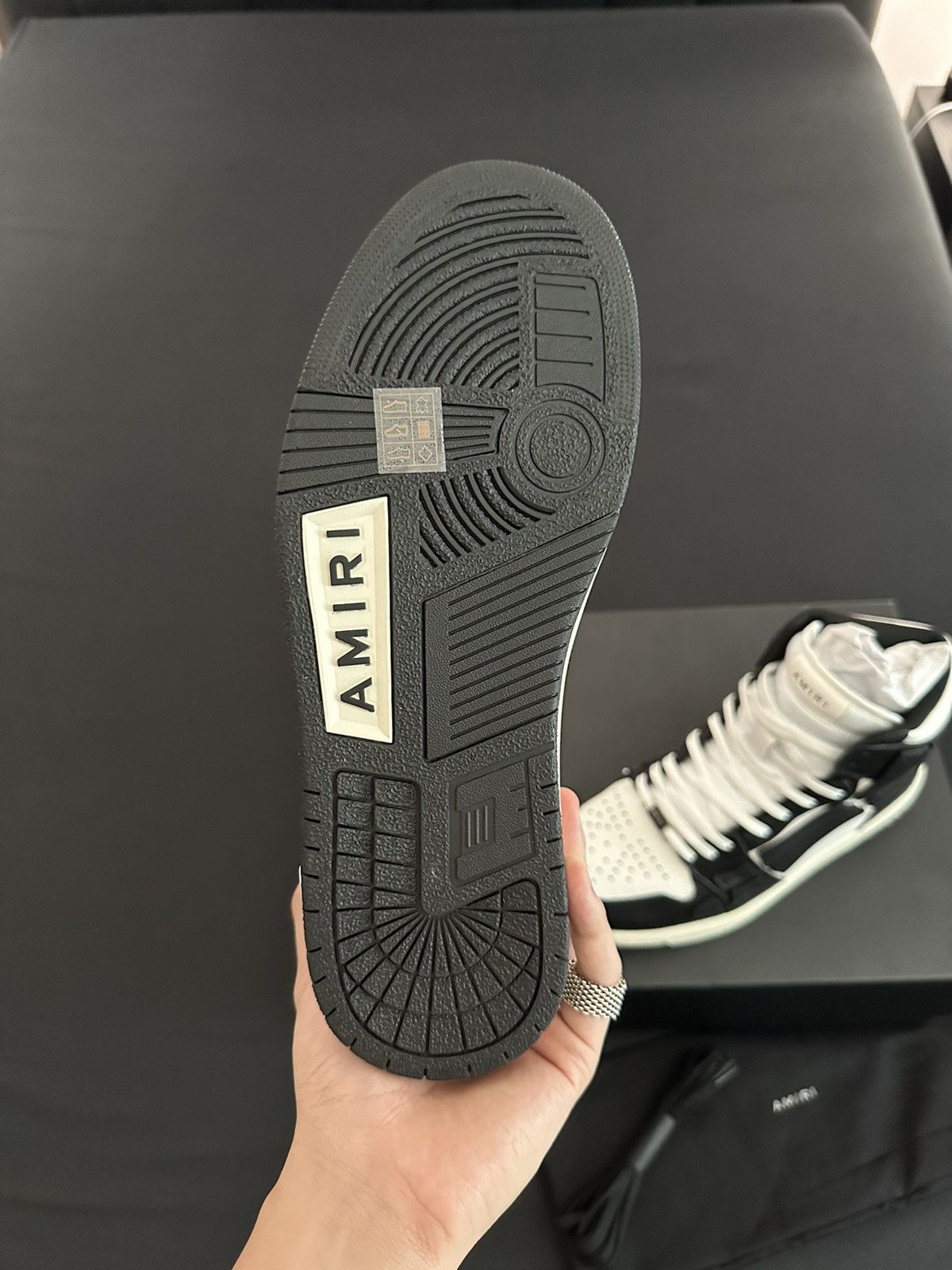 Amiri Amiri Skel Black High Top Leather Sneakers Size US 9.5 / EU 42-43 - 6 Thumbnail