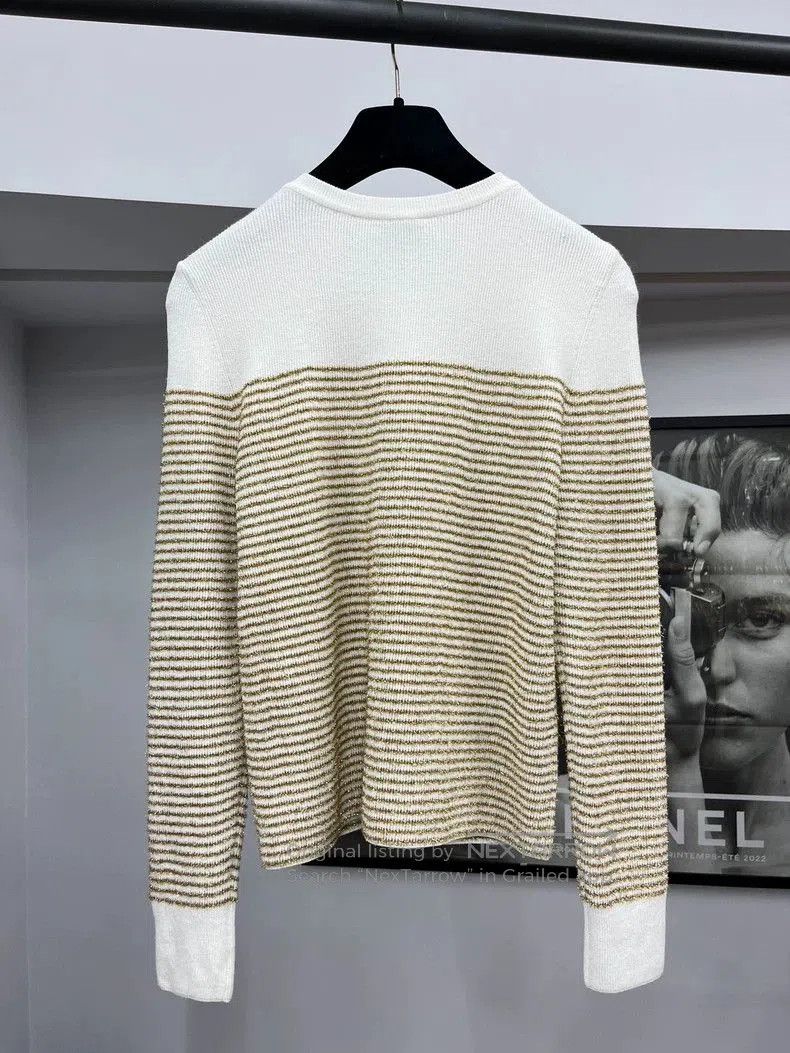 Chanel Chanel Gold Sequin Stripe Cardigan. Size US M / EU 48-50 / 2 - 3 Thumbnail