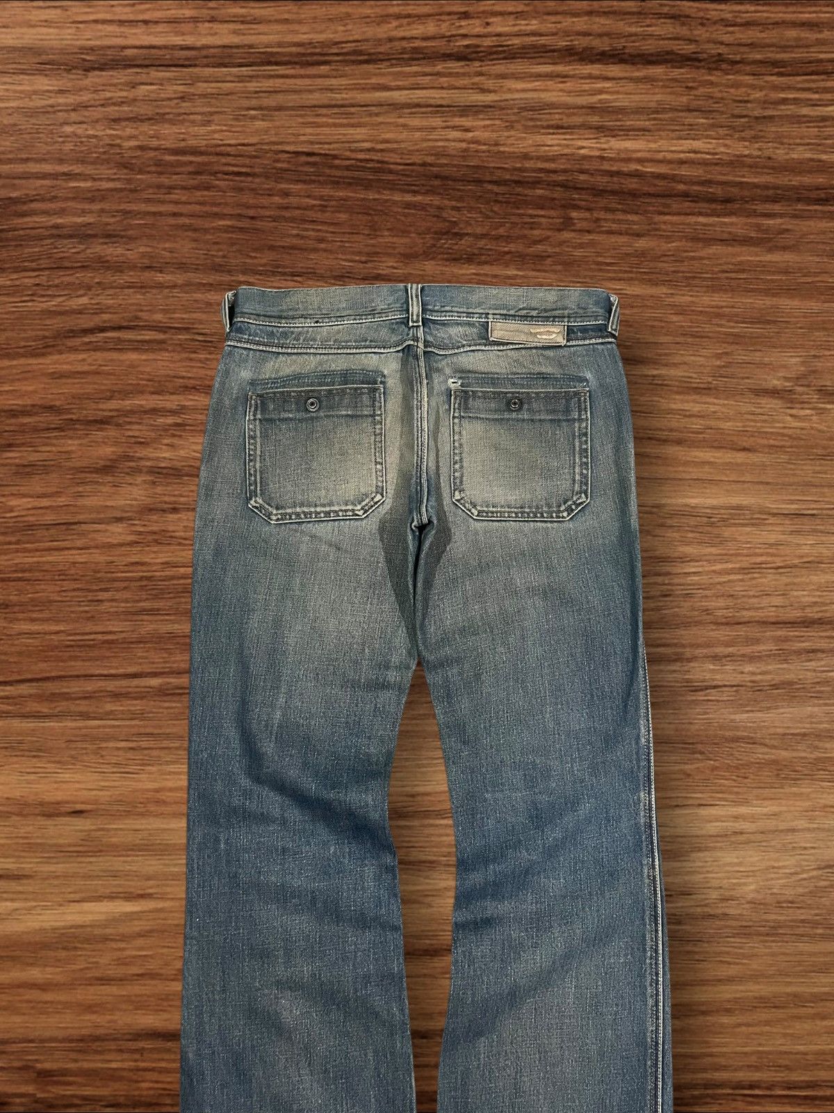 Diesel Vintage Diesel Blue Faded Washed Frayed Leg Flare Jeans Size 30" / US 8 / IT 44 - 6 Thumbnail