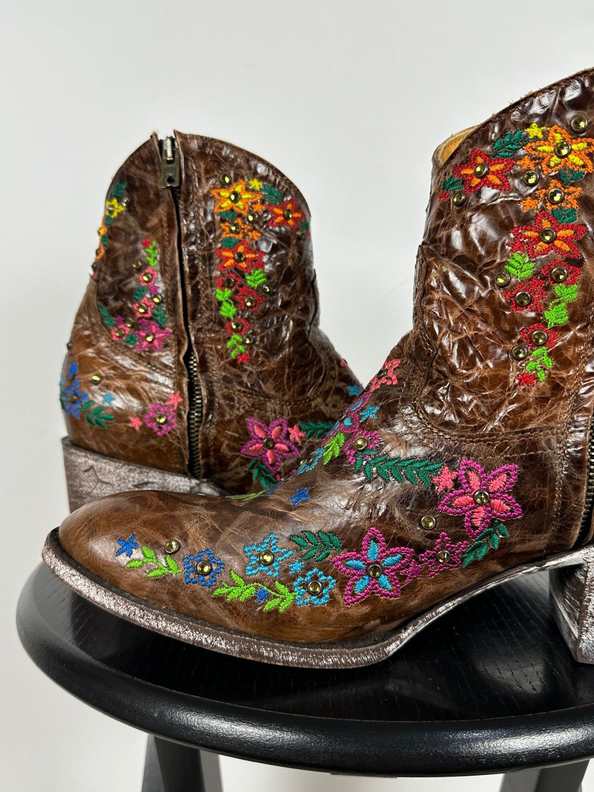 Old Gringo Mexicana Old Gringo Sora Leather Cowboy Floral Ankle Boots Size US 9.5 / IT 39.5 - 21 Thumbnail