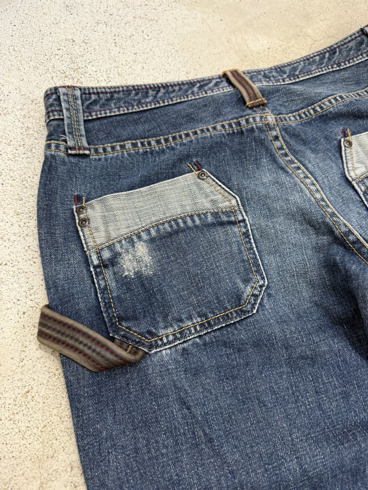 Japanese Brand Back Number Flare Carpenter Whisker Denim Pants Size US 31 - 16 Thumbnail