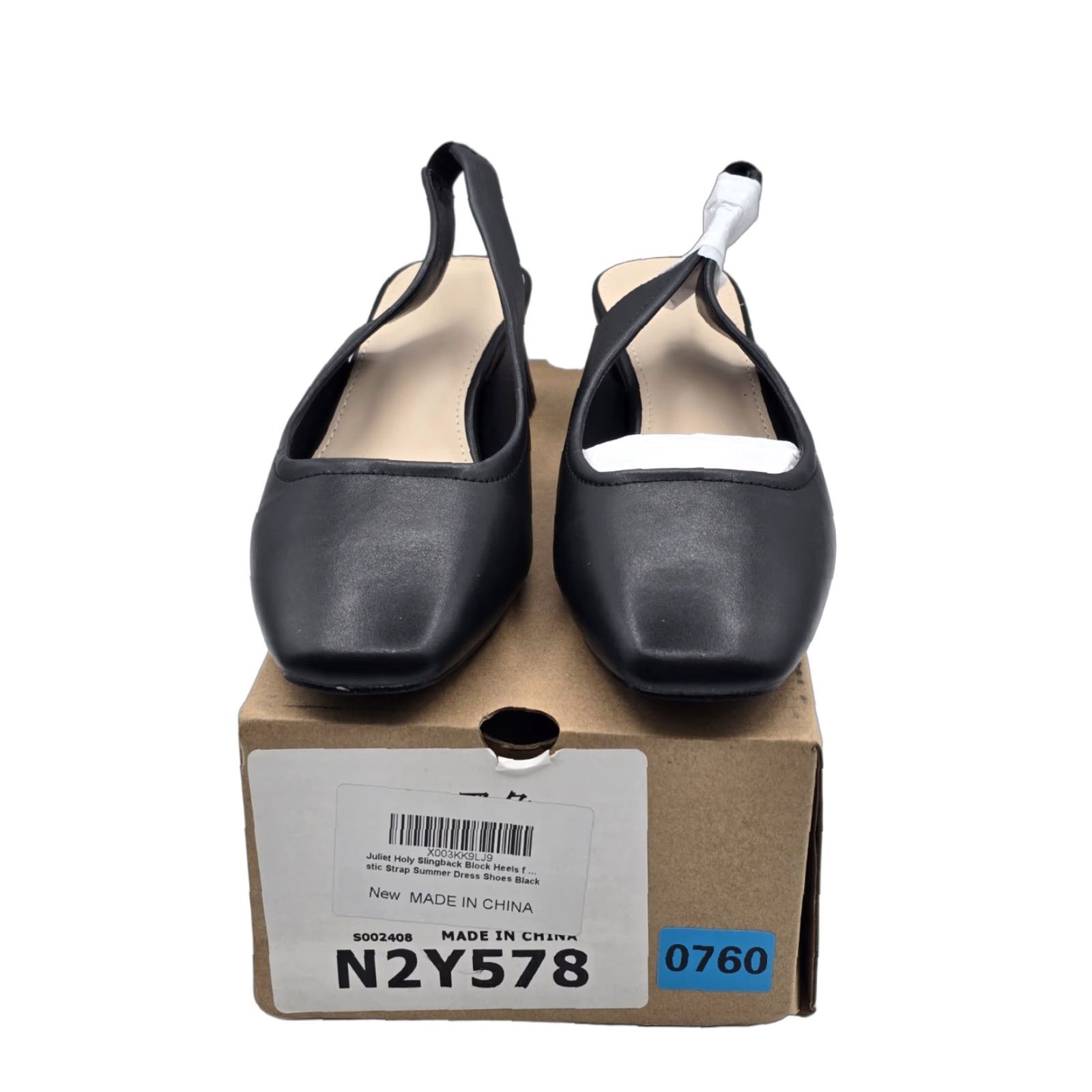 Vintage NIB Juliet Holy Women's Slingback Low Chunky Heels - Black - Lace Pull On - Size 6 - Pump, Heel, Block - Sandals? Size US 6 / IT 36 - 1 Thumbnail