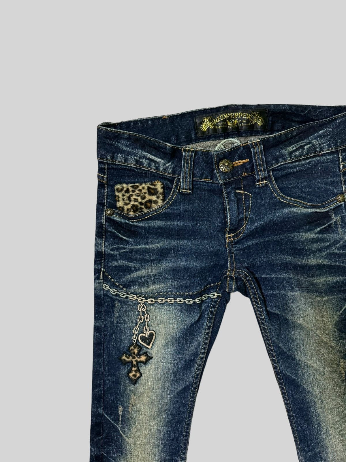 Hysteric Glamour × Japanese Brand Skinny REDPEPPER Cross Embroidery Junya Watanabe Denim Size US 27 - 4 Thumbnail