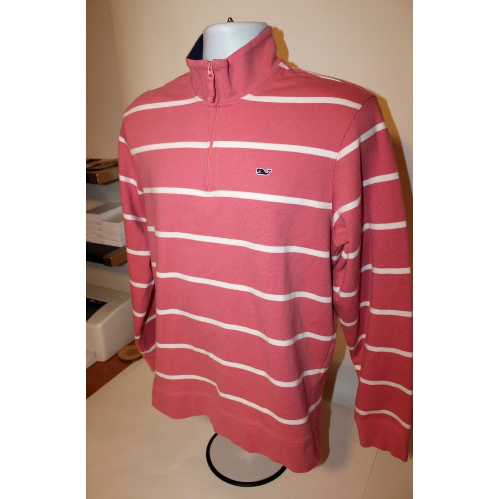 Vineyard Vines Vineyard Vines 1/4 Zip Pullover Sweater Pink Striped Cotton M Men Size US M / EU 48-50 / 2 - 4 Thumbnail