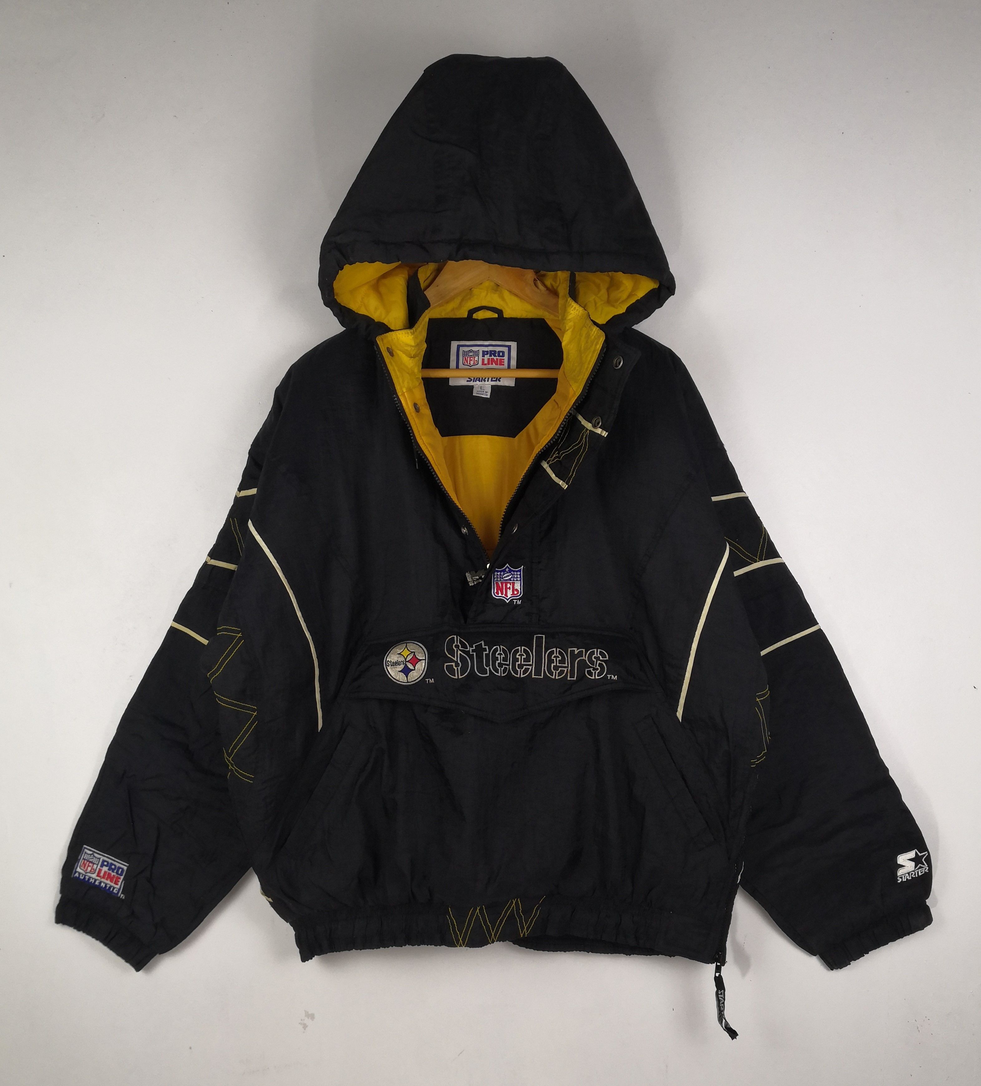 Starter Vintage 90s NFL Steelers Hoodie Puffer Jacket Starter Size US L / EU 52-54 / 3 - 3 Thumbnail