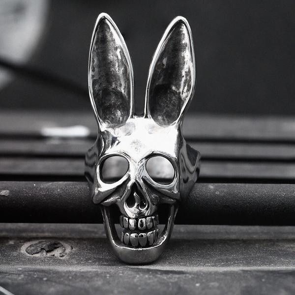 Japanese Brand × Jewelry × Vintage SIZE 10 Gothic Retro Rabbit Skull Ring Size ONE SIZE - 1 Thumbnail