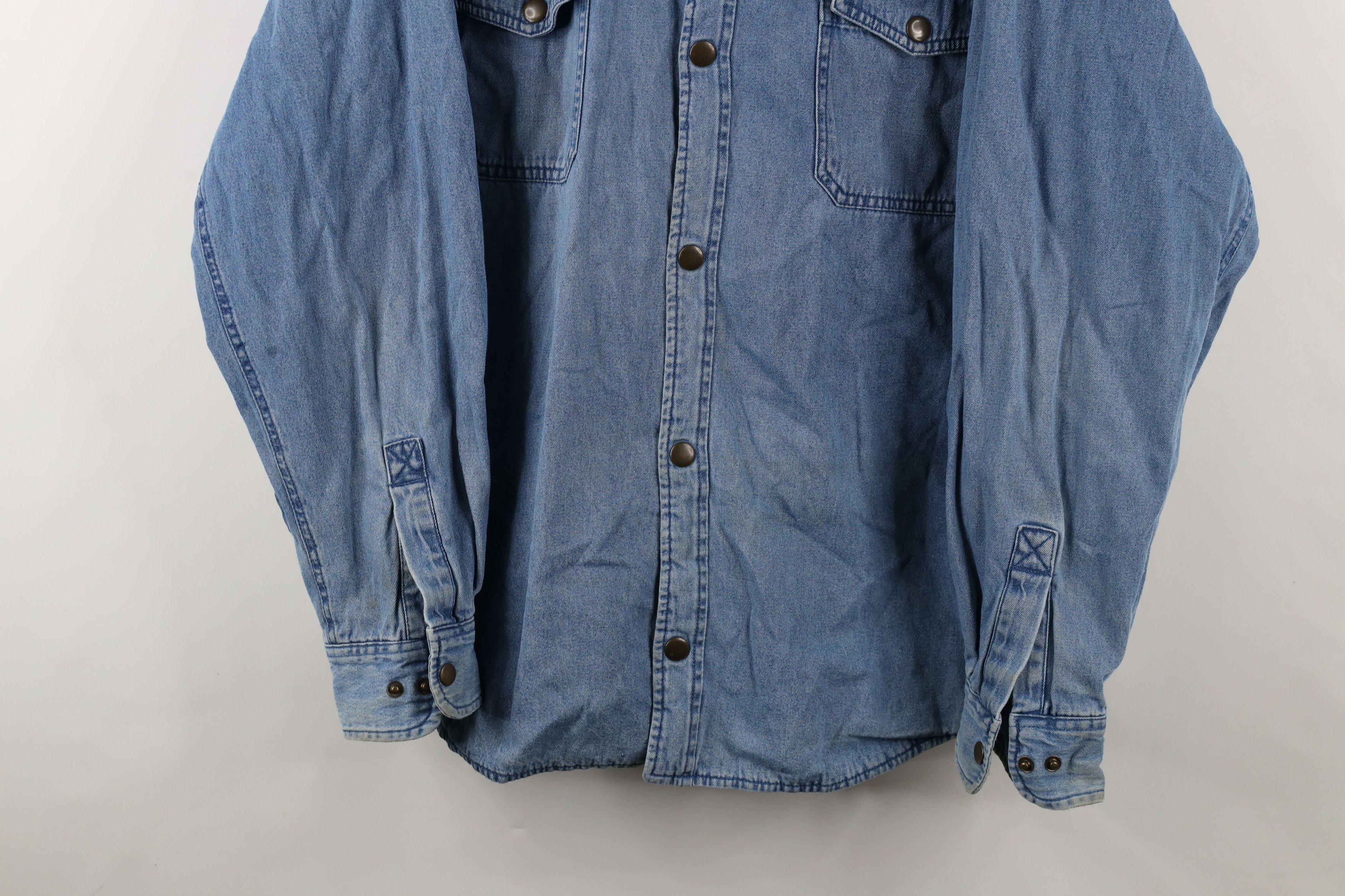 Vintage Vintage 90s Streetwear Lined Denim Jean Button Shirt Jacket Size US XL / EU 56 / 4 - 3 Thumbnail