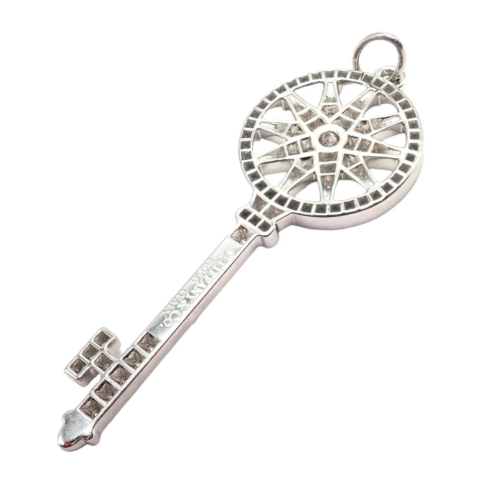 Tiffany & Co Platinum Diamond Key Star Pendant Necklace