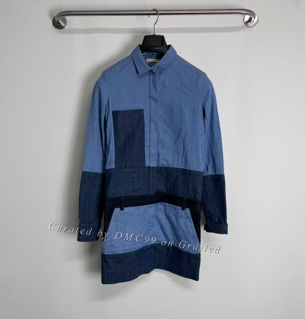 Celine Celine Denim Colorblock Dress Size XXS / US 00 / IT 34 - 1 Thumbnail