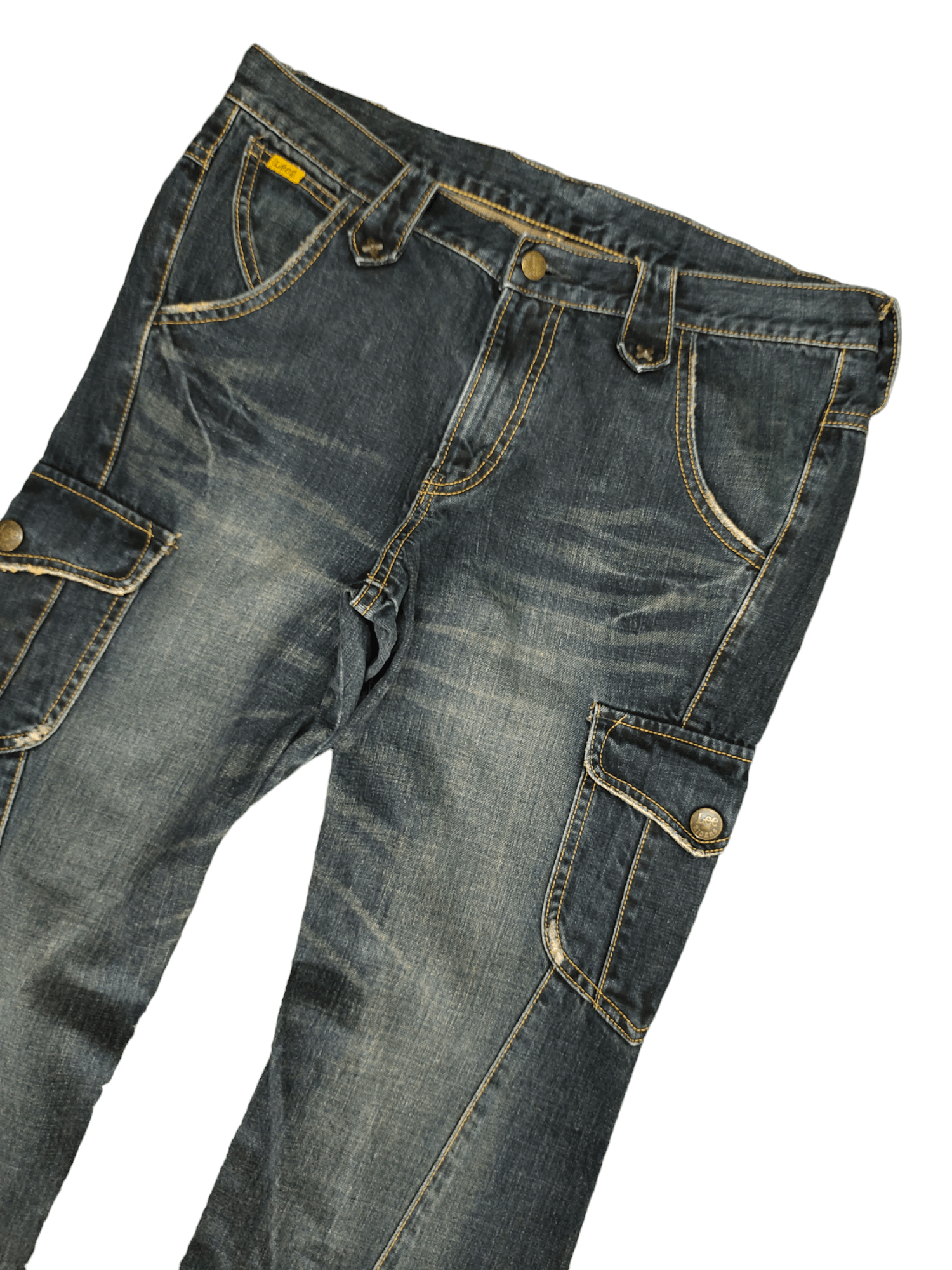 If Six Was Nine Flare Jeans Lee Spiral Cut Cargo Boot Cut Y2k Goa Style Size US 33 - 4 Thumbnail
