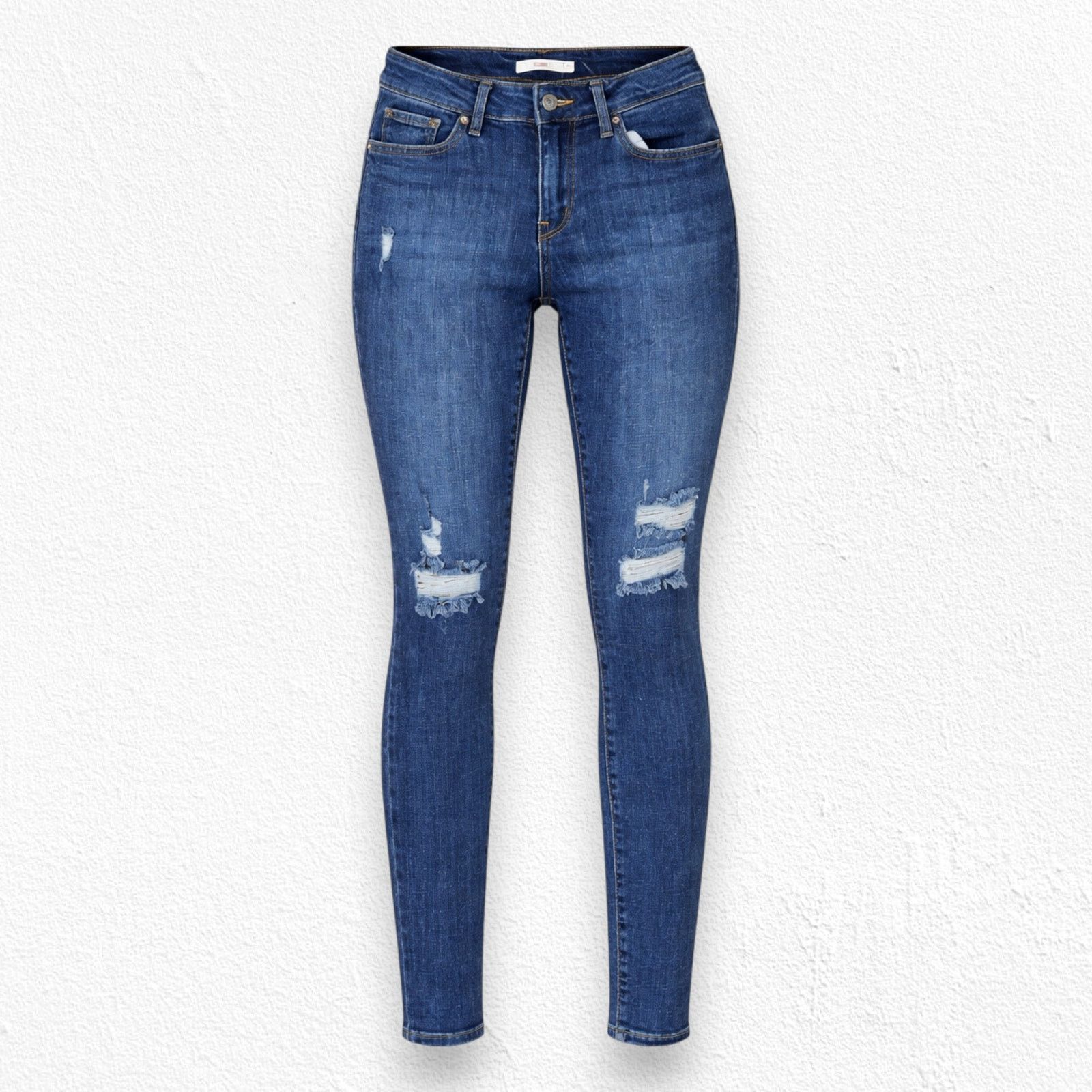 Levi's Levi's 711 Dark Distressed Low Rise Skinny Jeans Size 27 Size 27" / US 4 / IT 40 - 1 Thumbnail