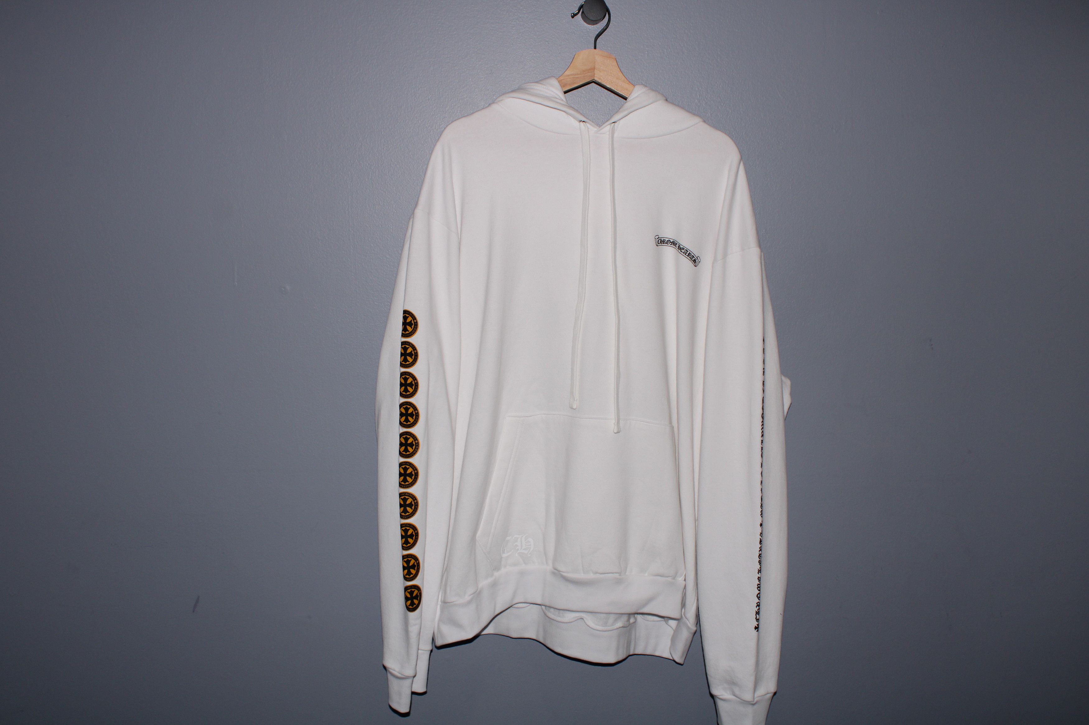Chrome Hearts CHROME HEARTS WHITE/YELLOW SCROLL PLUS LOGO HOODIE Size US XL / EU 56 / 4 - 1 Thumbnail
